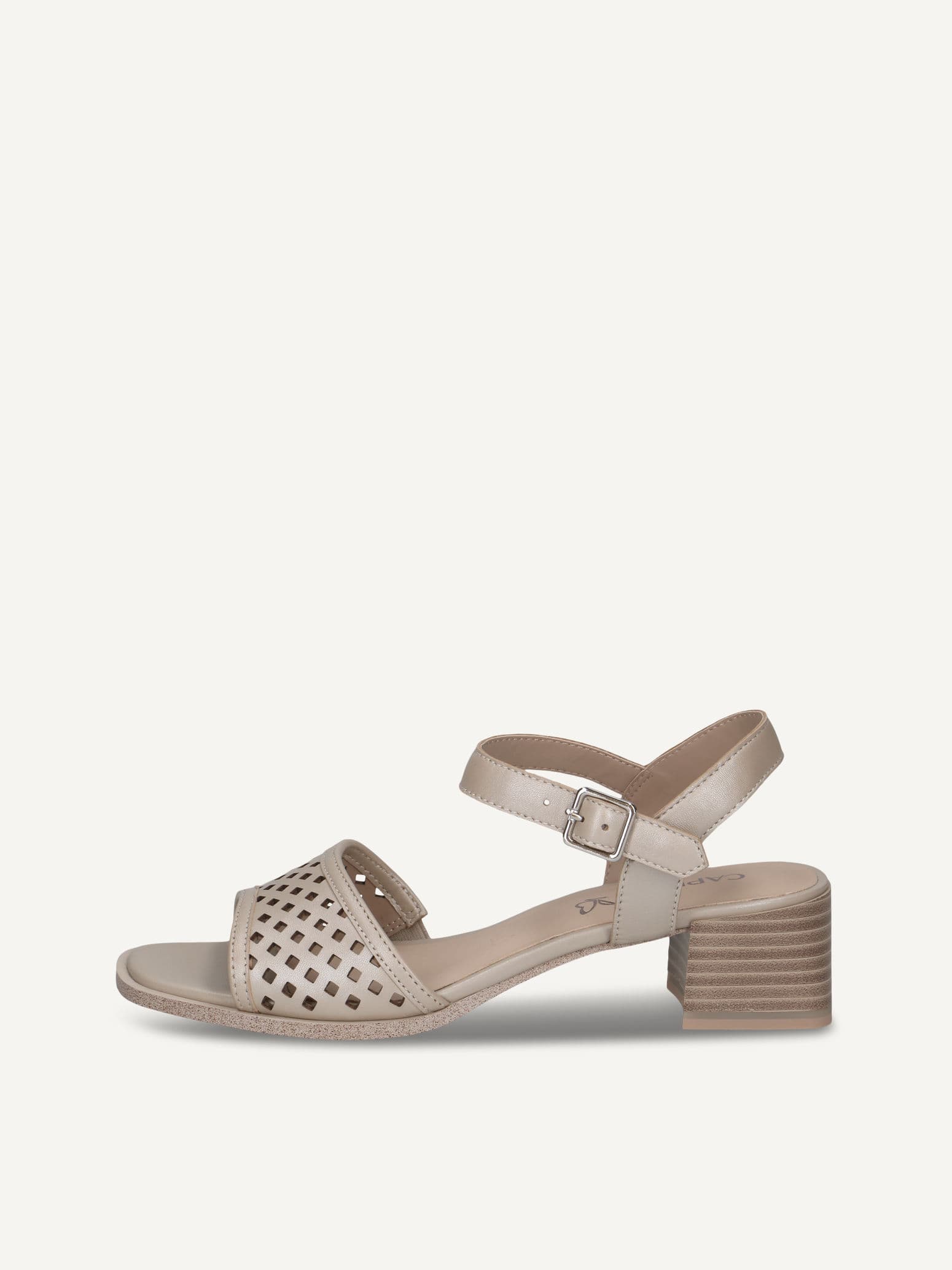 CAPRICE Heeled sandal, grey, made of Leather with Trapeze heel, Size 41