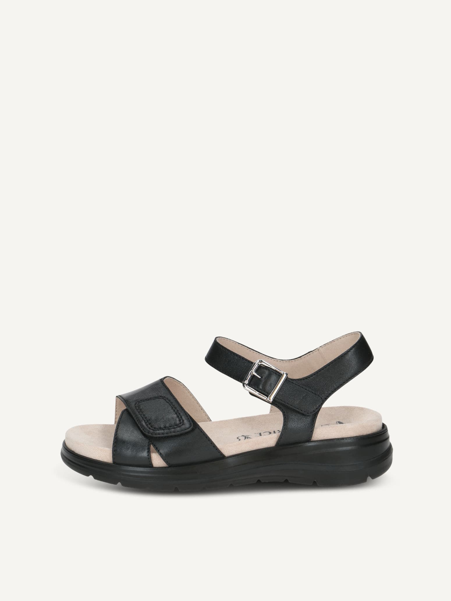 CAPRICE Sandal, black, made of Leather without heel, Size 42