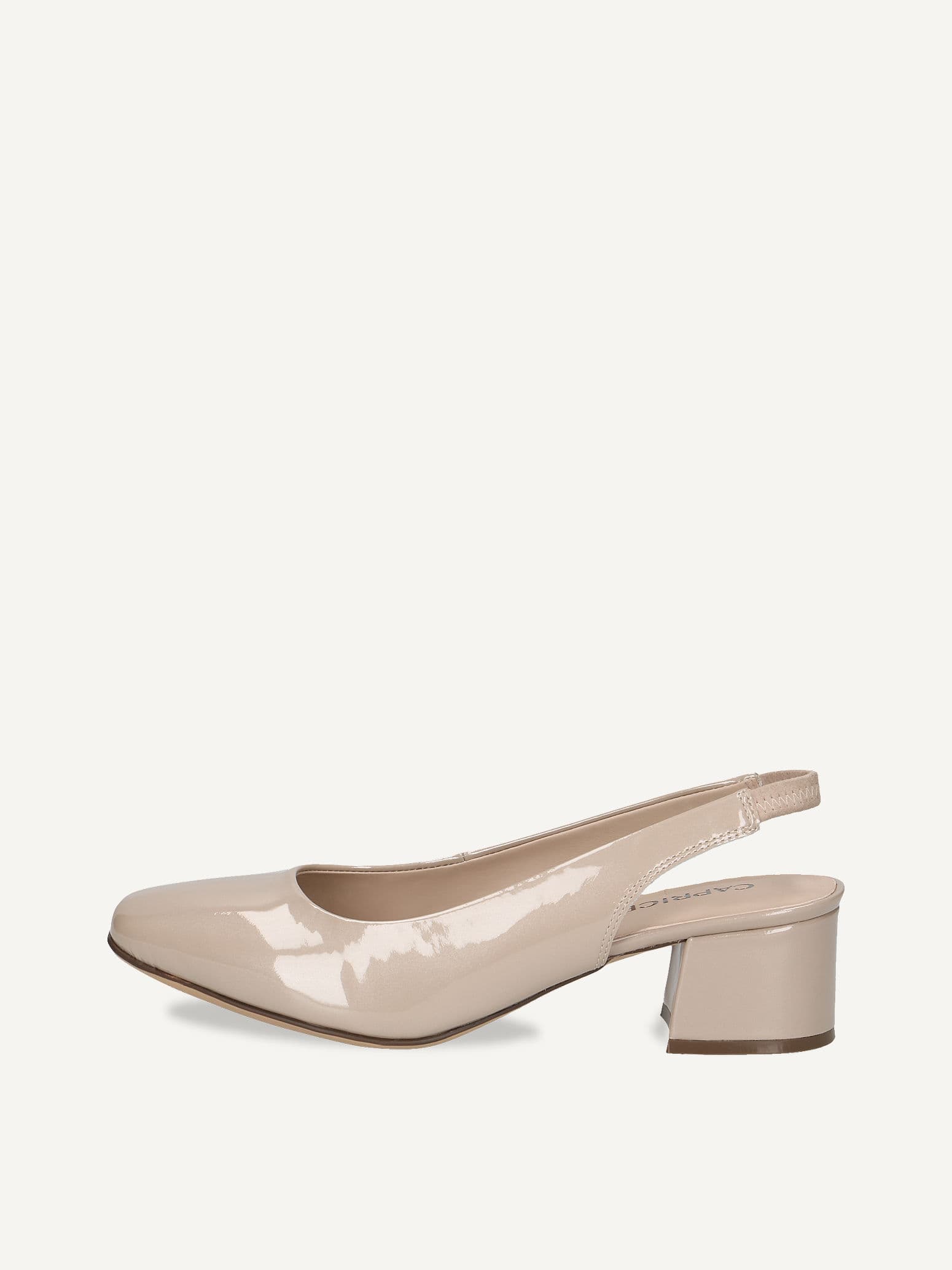 CAPRICE sling pumps, beige, made of Leather with Trapeze heel, Size 39