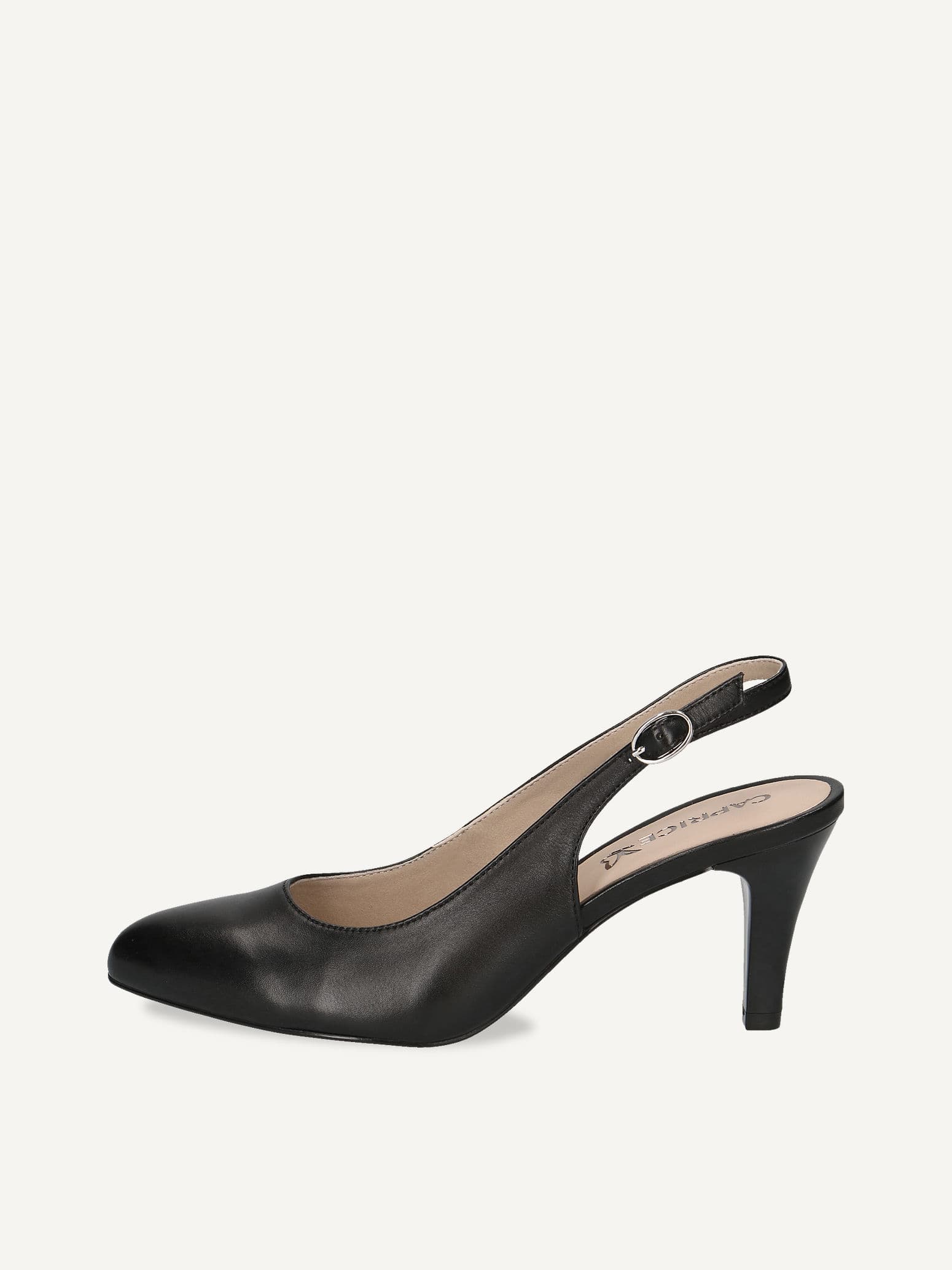 CAPRICE sling pumps, black, made of Leather with Funnel heel, Size 40.5