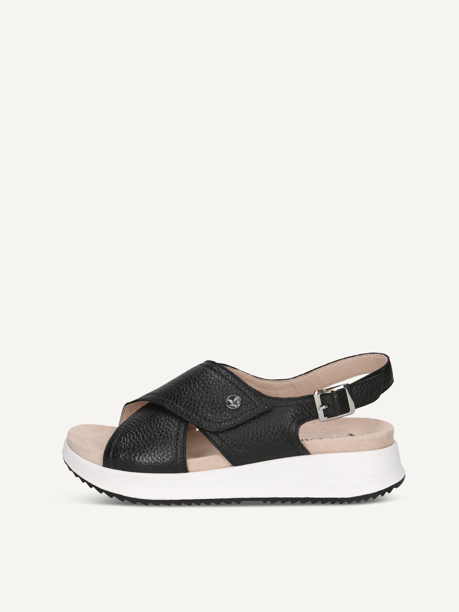 CAPRICE Sandal, black, made of Leather without heel, Size 38