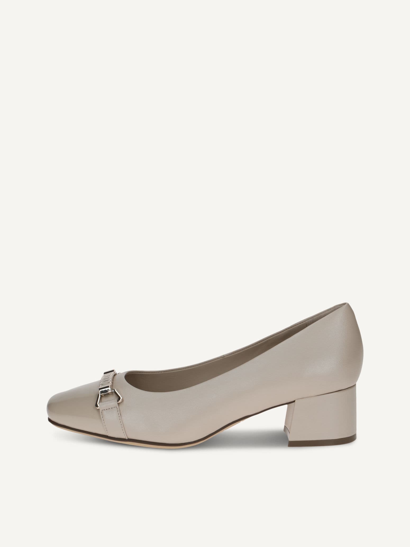 CAPRICE Pumps, beige, made of Leather and textile with Trapeze heel, Size 40