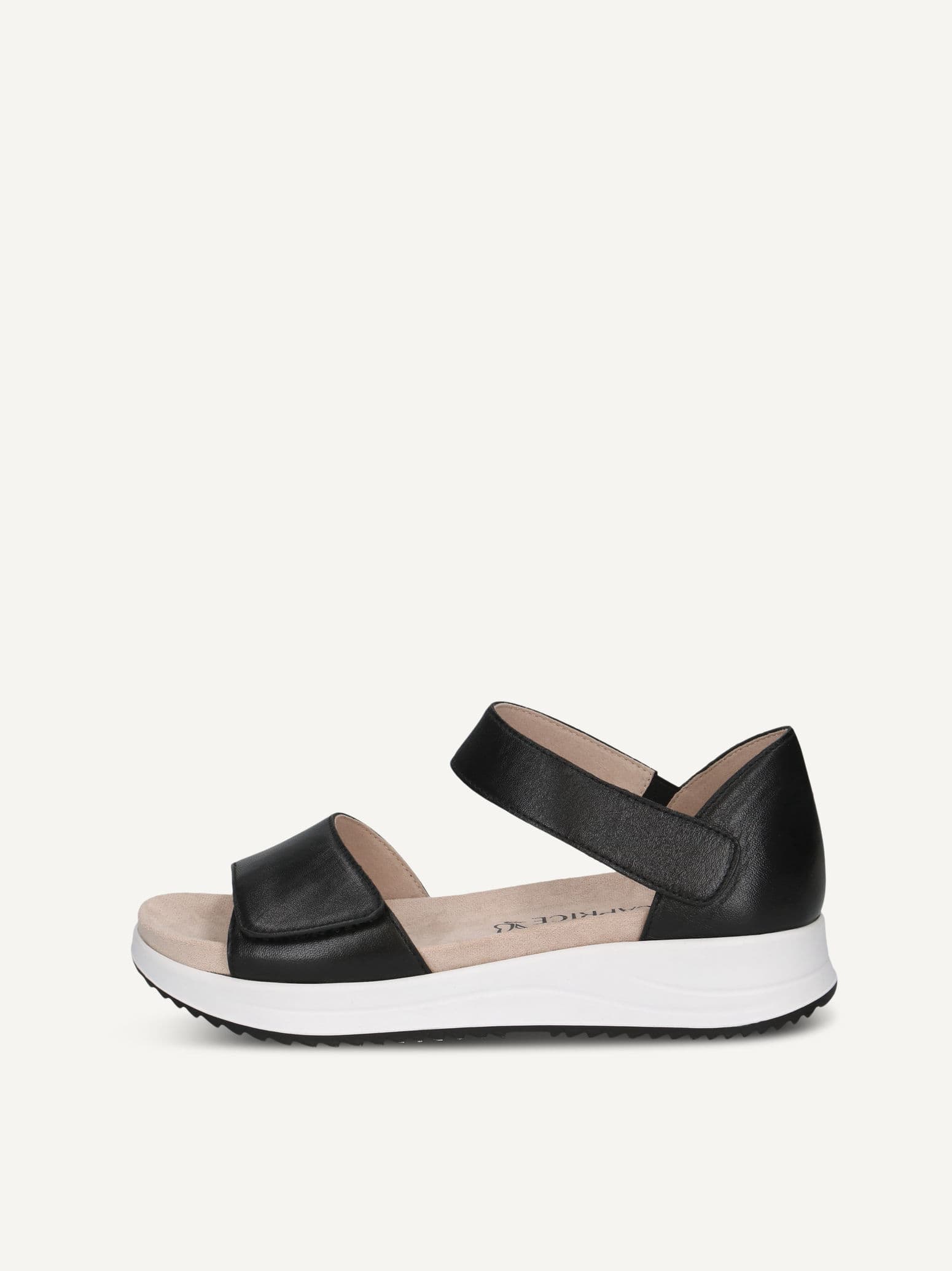 CAPRICE Sandal, black, made of Leather without heel, Size 39
