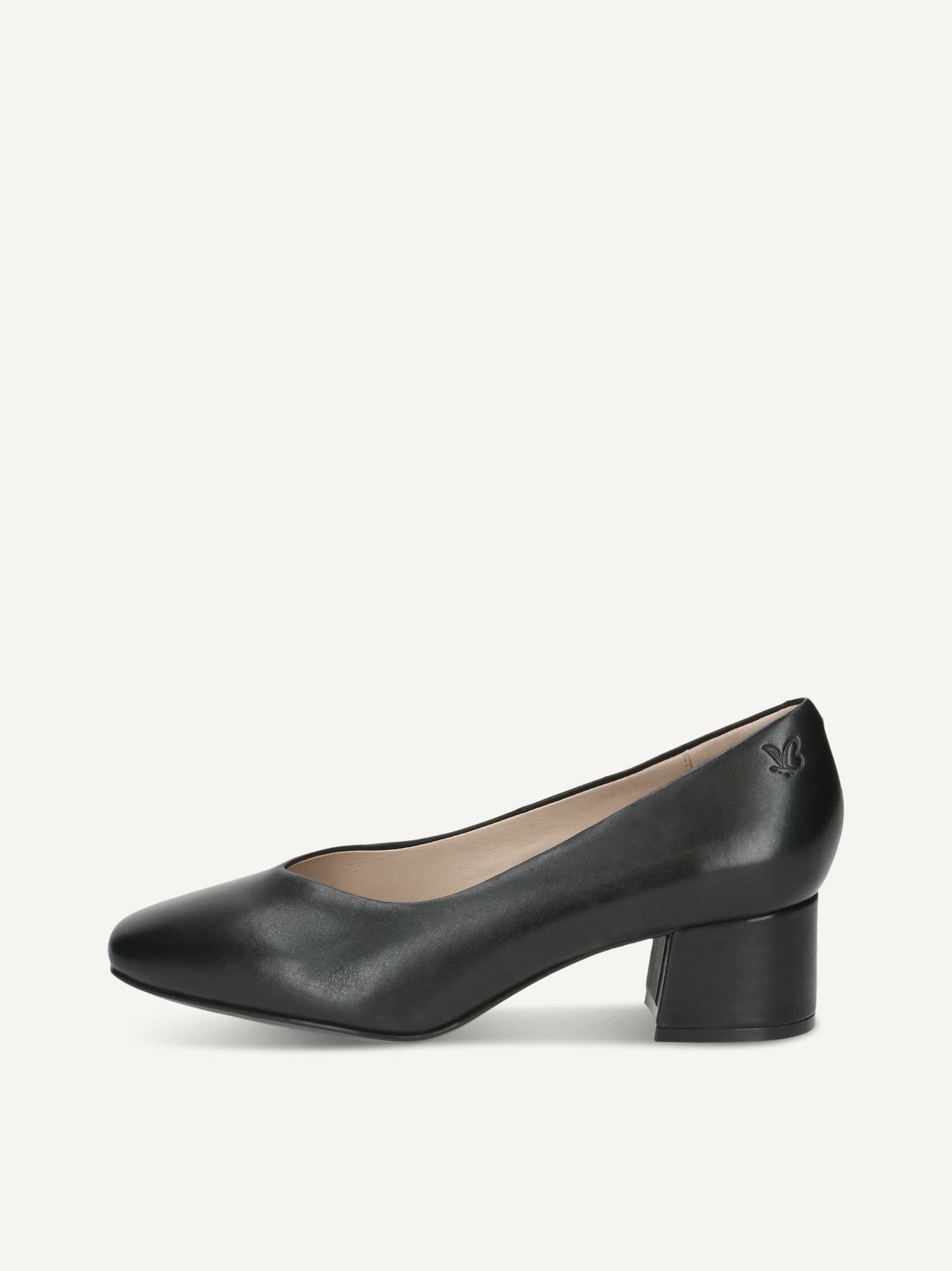 CAPRICE Pumps, black, made of Leather with Trapeze heel, Size 41