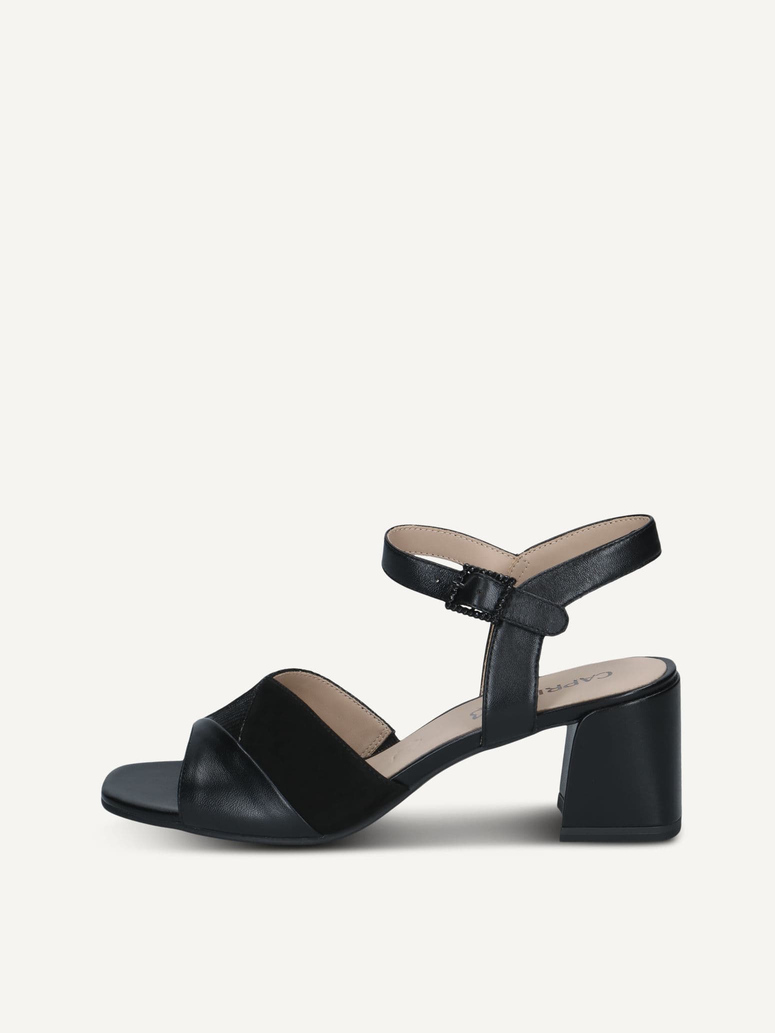 CAPRICE Heeled sandal, black, made of Leather with Trapeze heel, Size 40