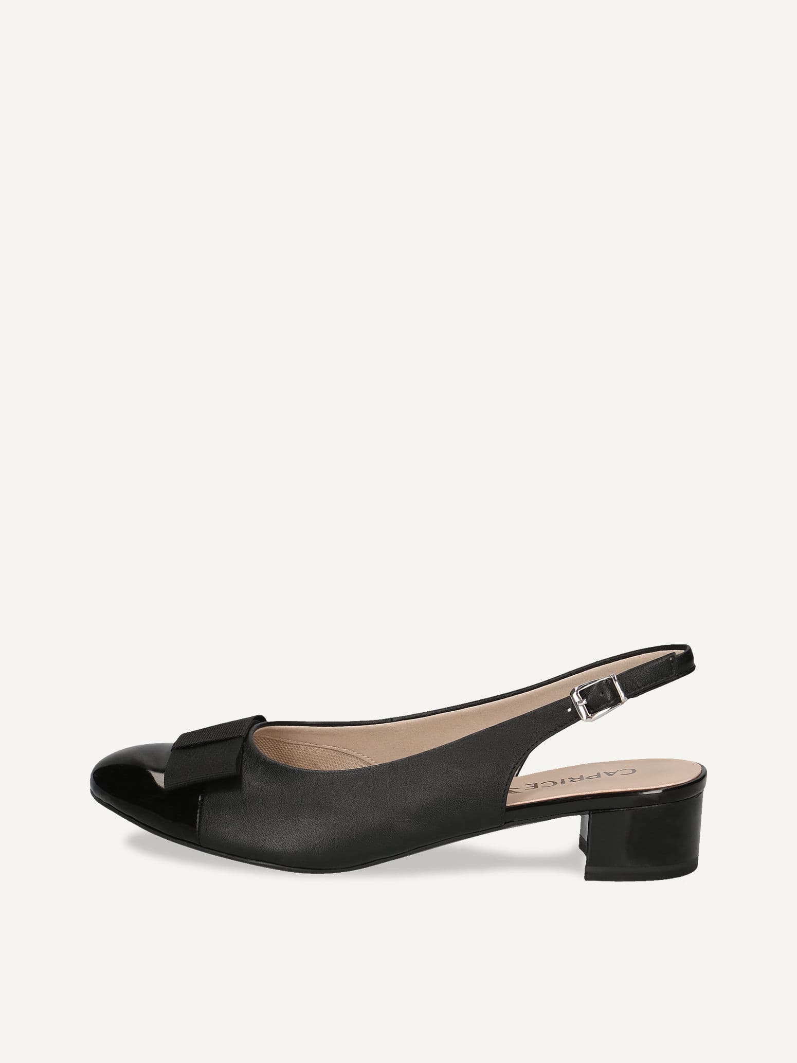 CAPRICE sling pumps, black, made of Leather/synsthetik/textile with Block heel, Size 37.5