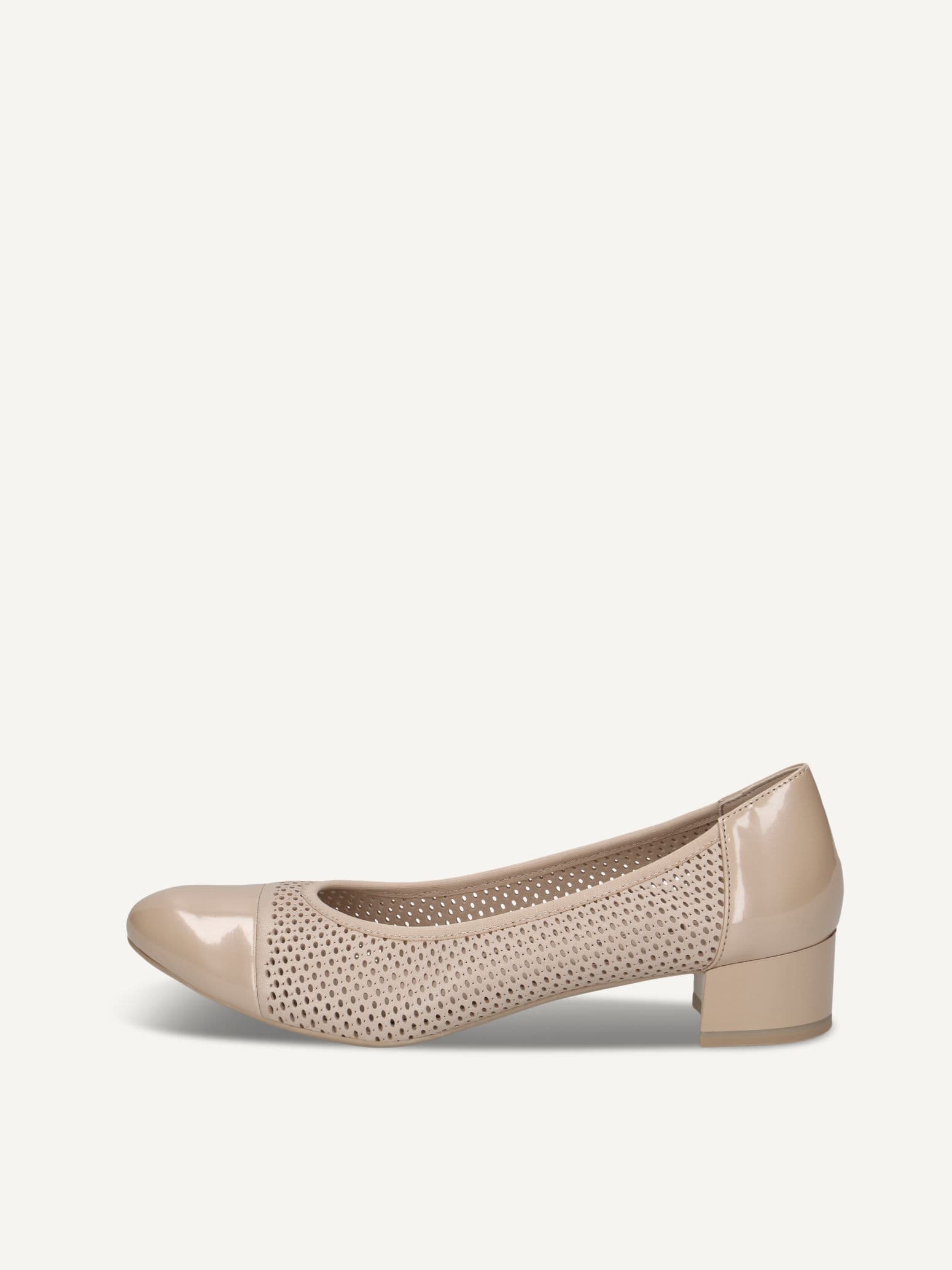 CAPRICE Pumps, beige, made of Leather and textile with Block heel, Size 36