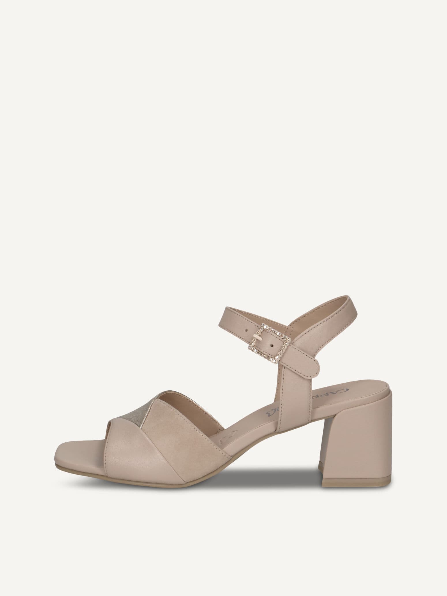 CAPRICE Heeled sandal, beige, made of Leather with Trapeze heel, Size 42