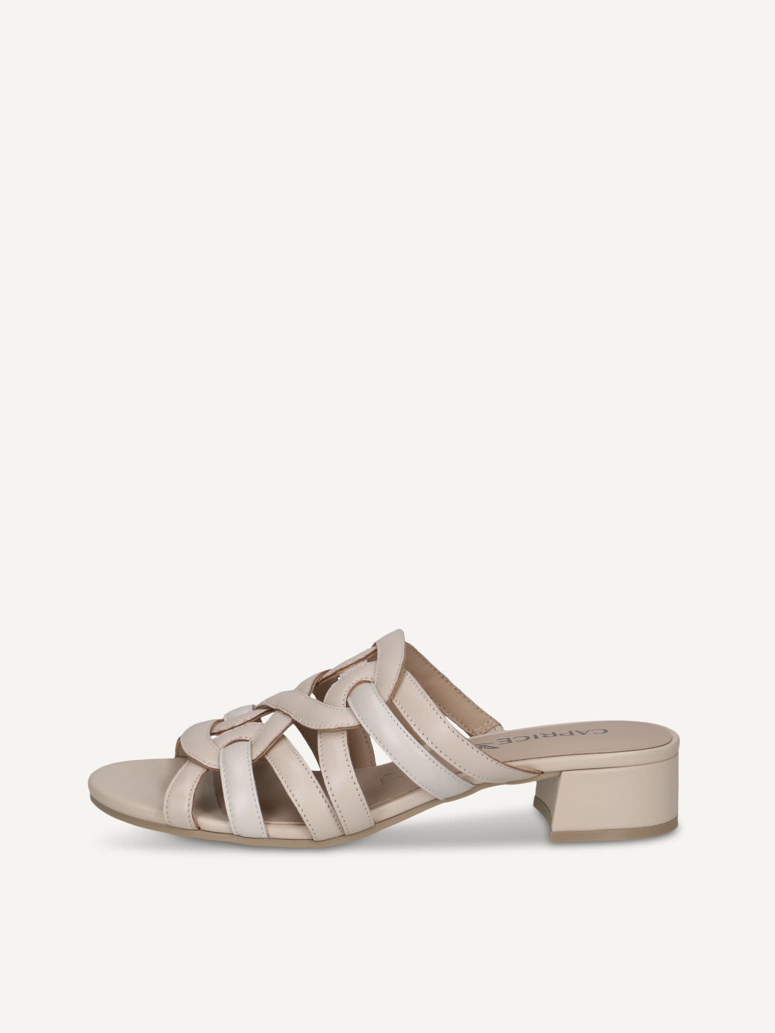 CAPRICE Mule, beige, made of Leather with Block heel, Size 37.5