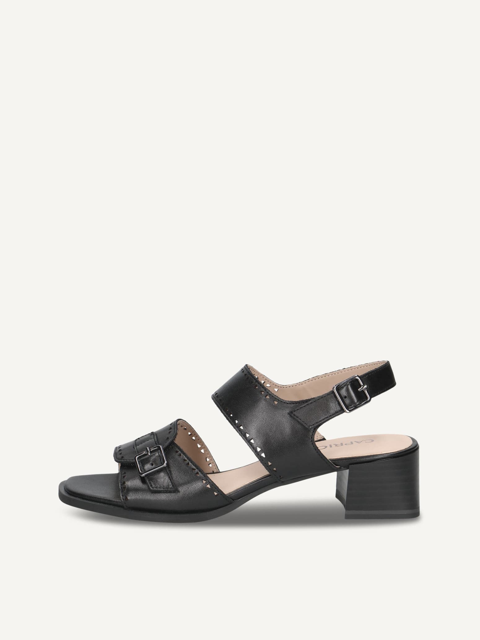 CAPRICE Heeled sandal, black, made of Leather with Trapeze heel, Size 36