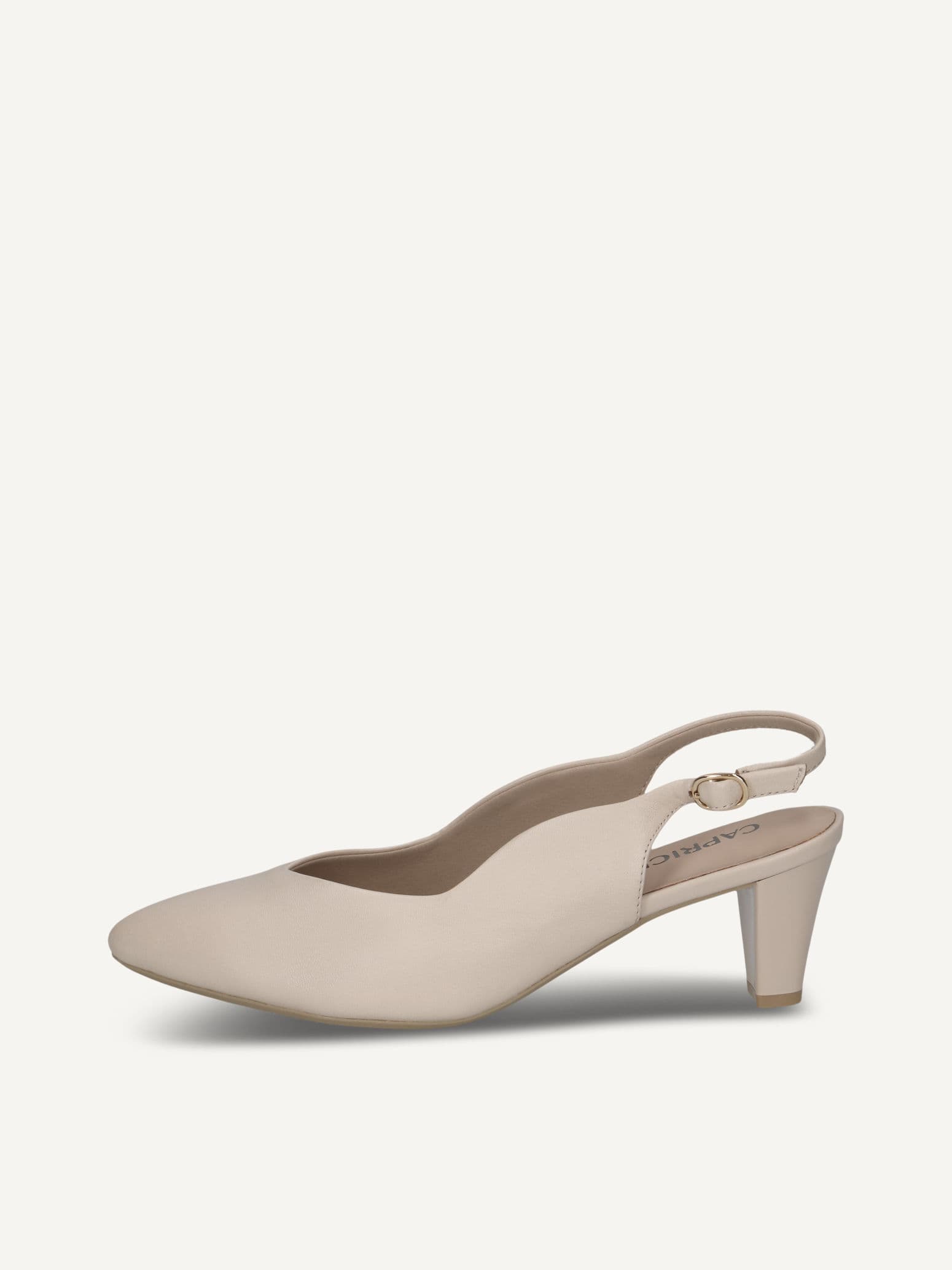 CAPRICE sling pumps, beige, made of Leather with Funnel heel, Size 41