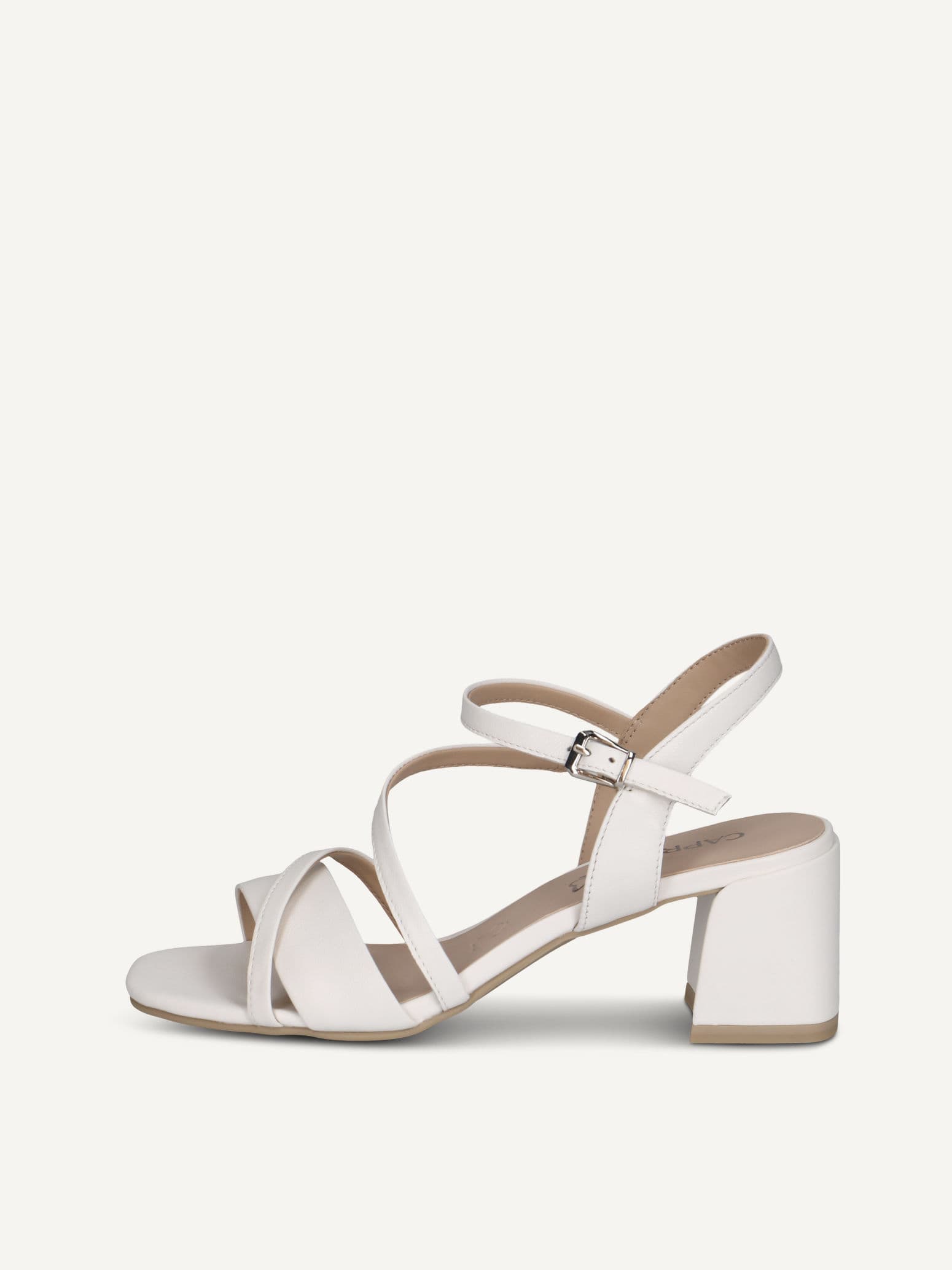 CAPRICE Heeled sandal, white, made of Leather with Trapeze heel, Size 36