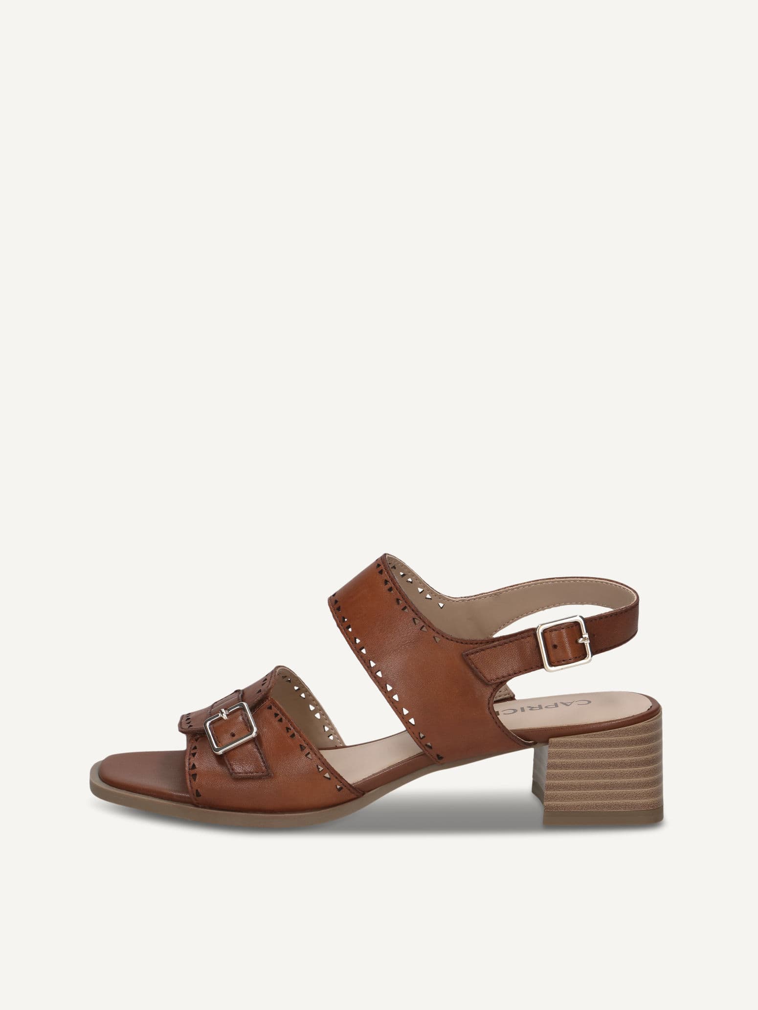 CAPRICE Heeled sandal, brown, made of Leather with Trapeze heel, Size 36