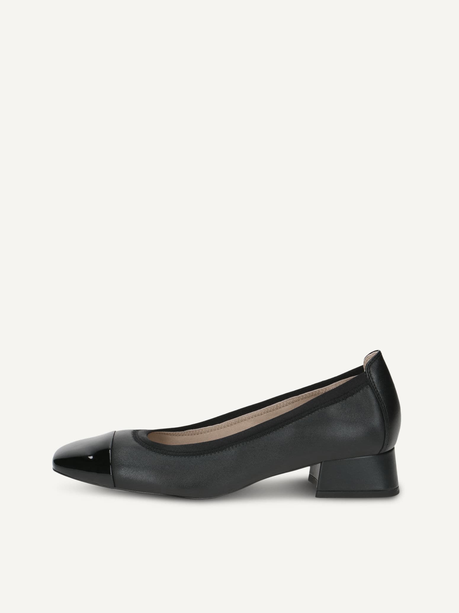 CAPRICE Pumps, black, made of Leather with Trapeze heel, Size 41