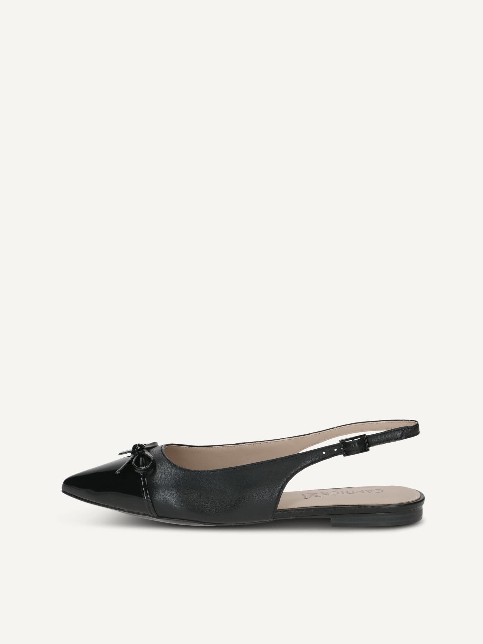 CAPRICE Ballerina, black, made of Leather and textile with Block heel, Size 39