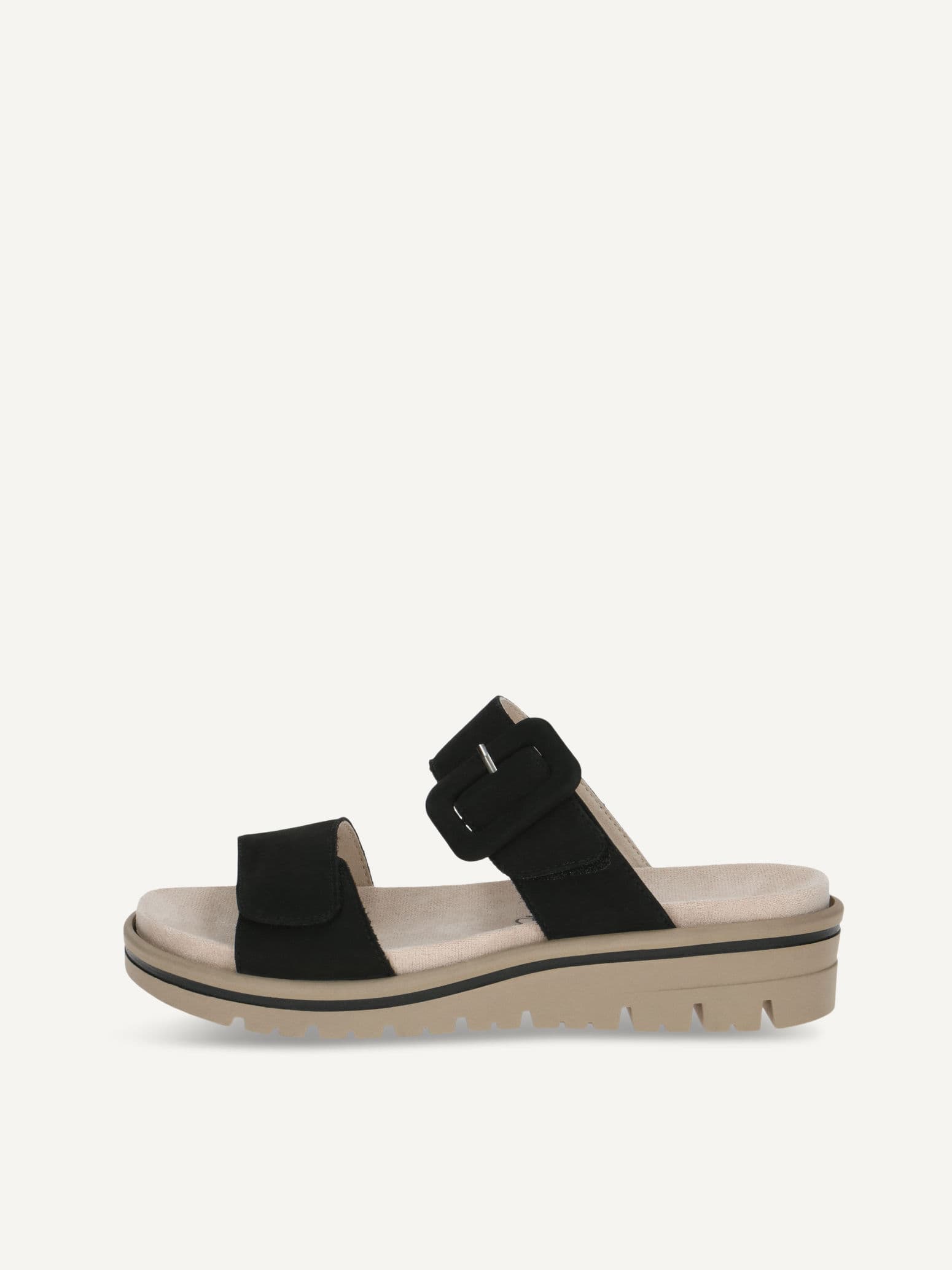 CAPRICE Mule, black, made of Leather with Wedge heel, Size 40