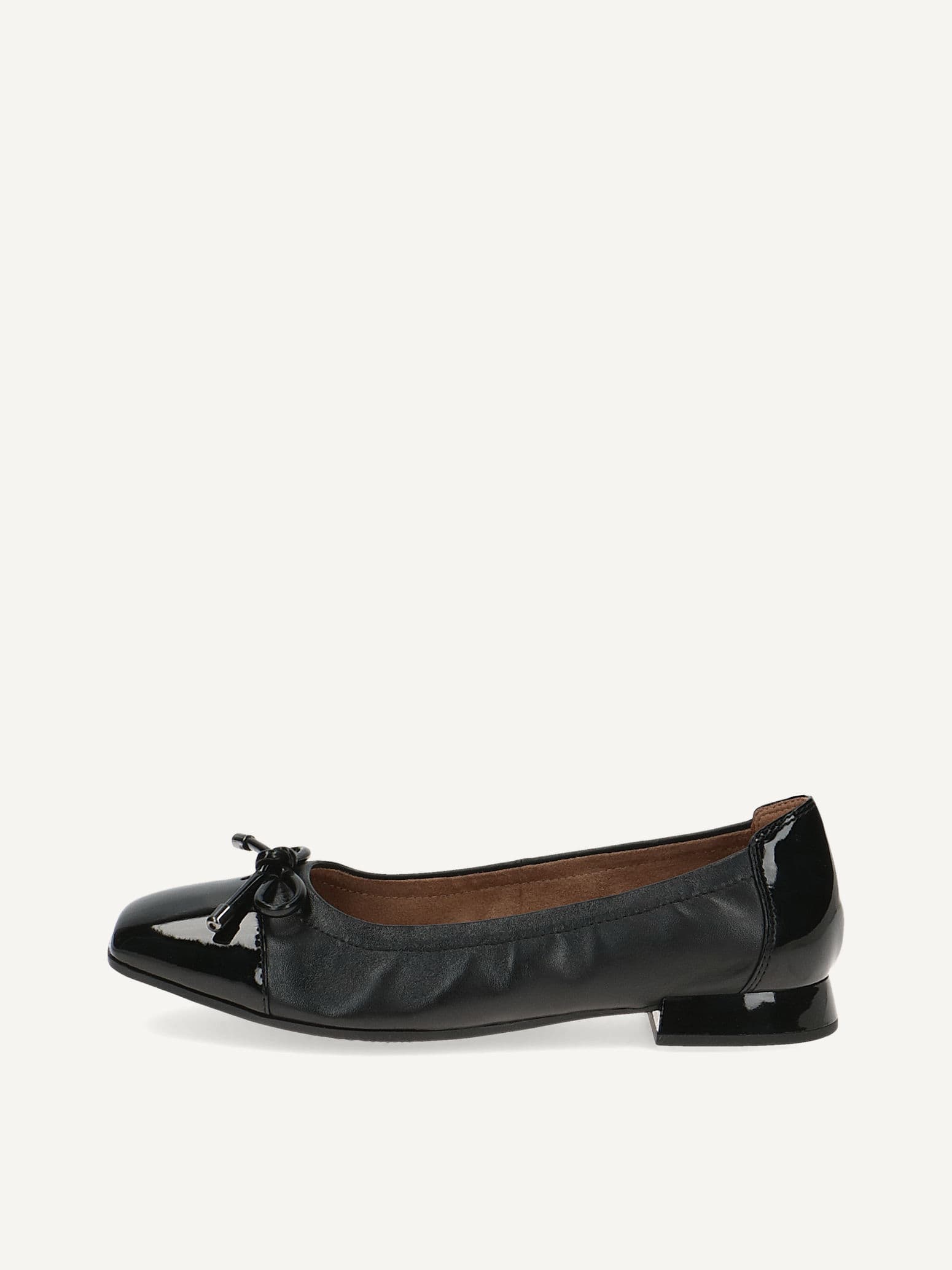 CAPRICE Ballerina, black, made of Leather and textile with Trapeze heel, Size 39