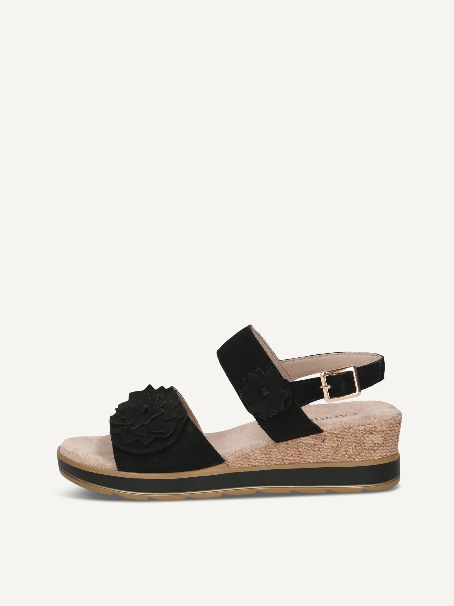 CAPRICE Sandal, black, made of Leather without heel, Size 36