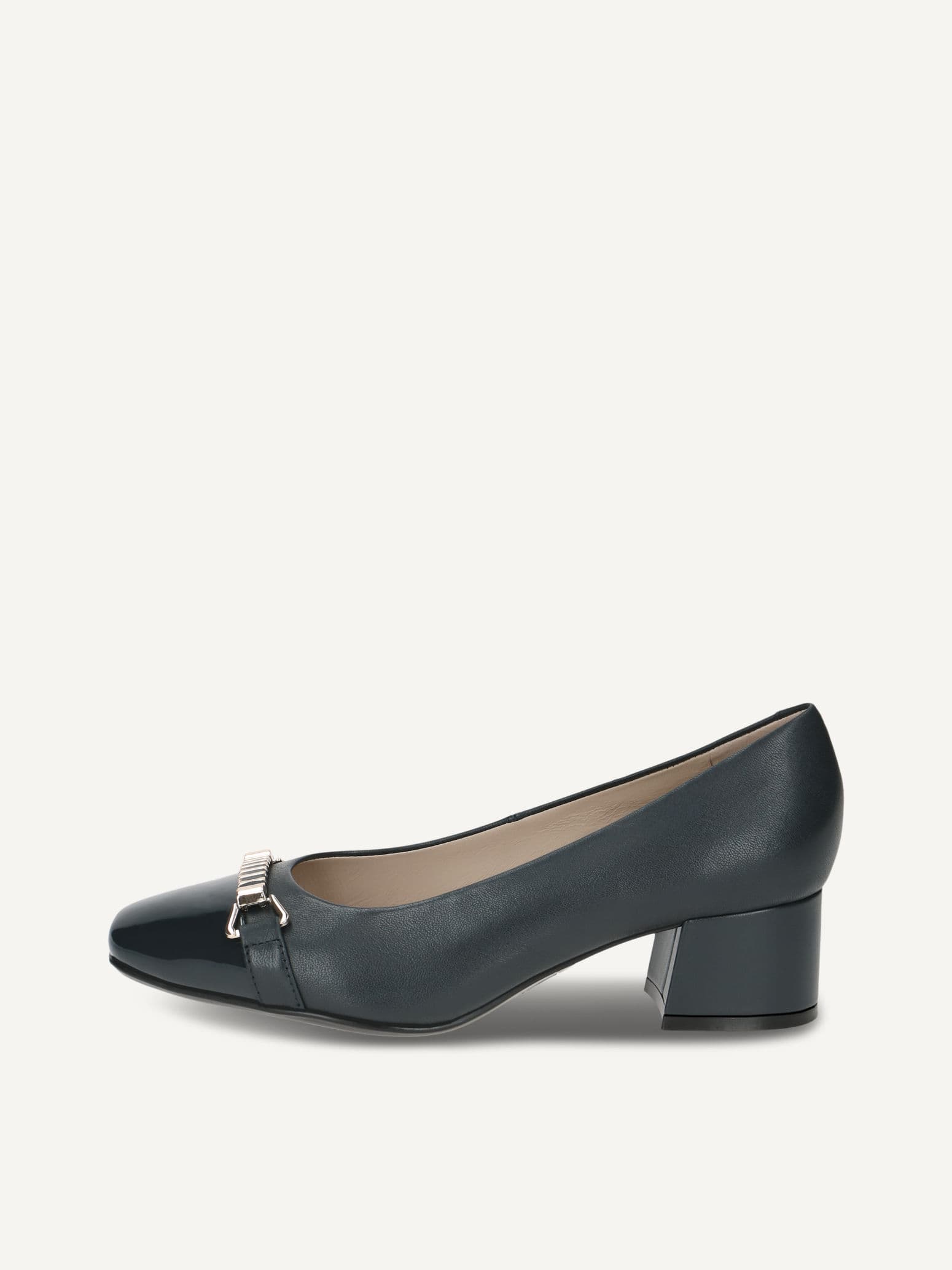 CAPRICE Pumps, blue, made of Leather and textile with Trapeze heel, Size 41