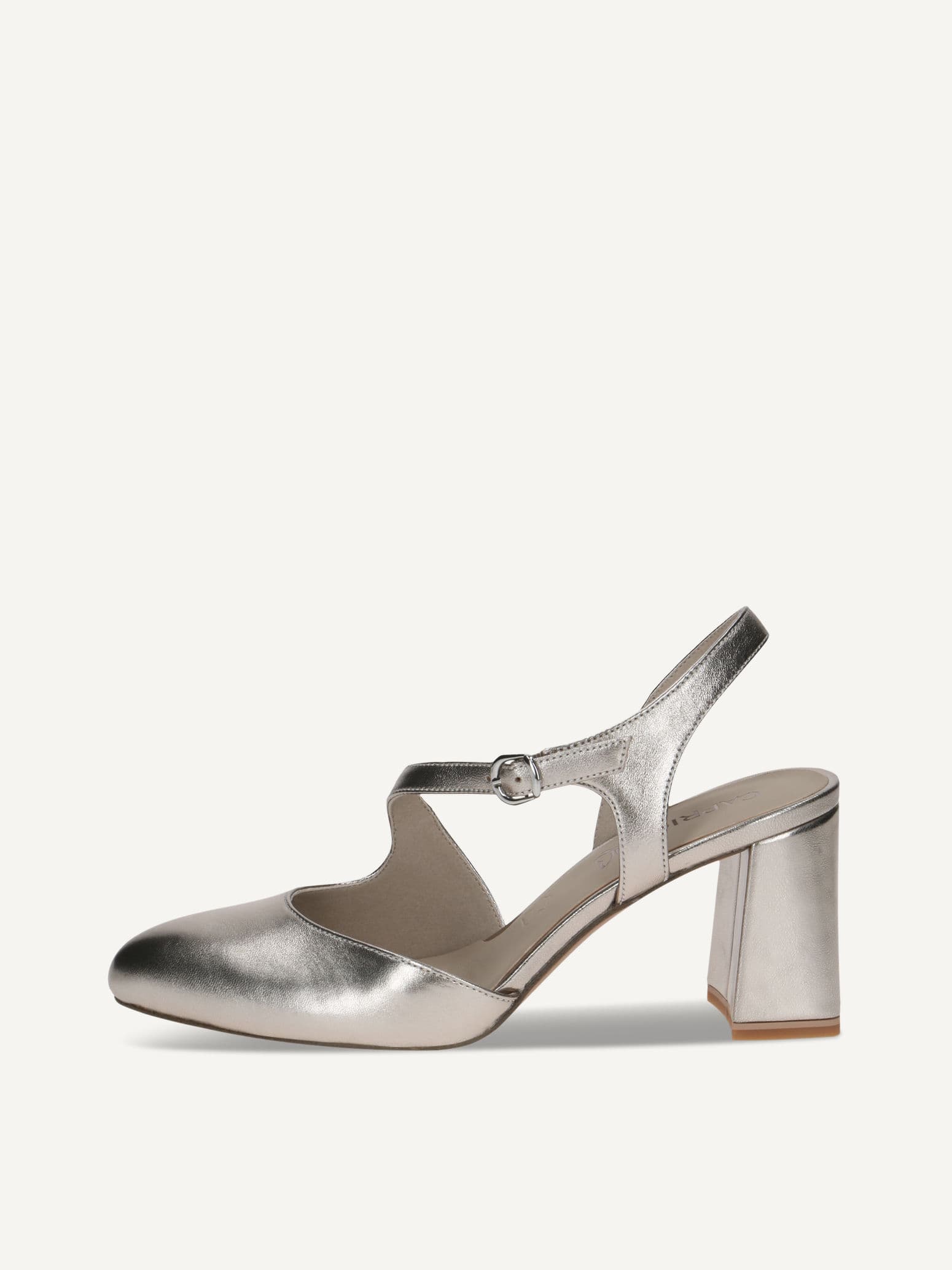 CAPRICE sling pumps, brown, made of Leather with Trapeze heel, Size 36