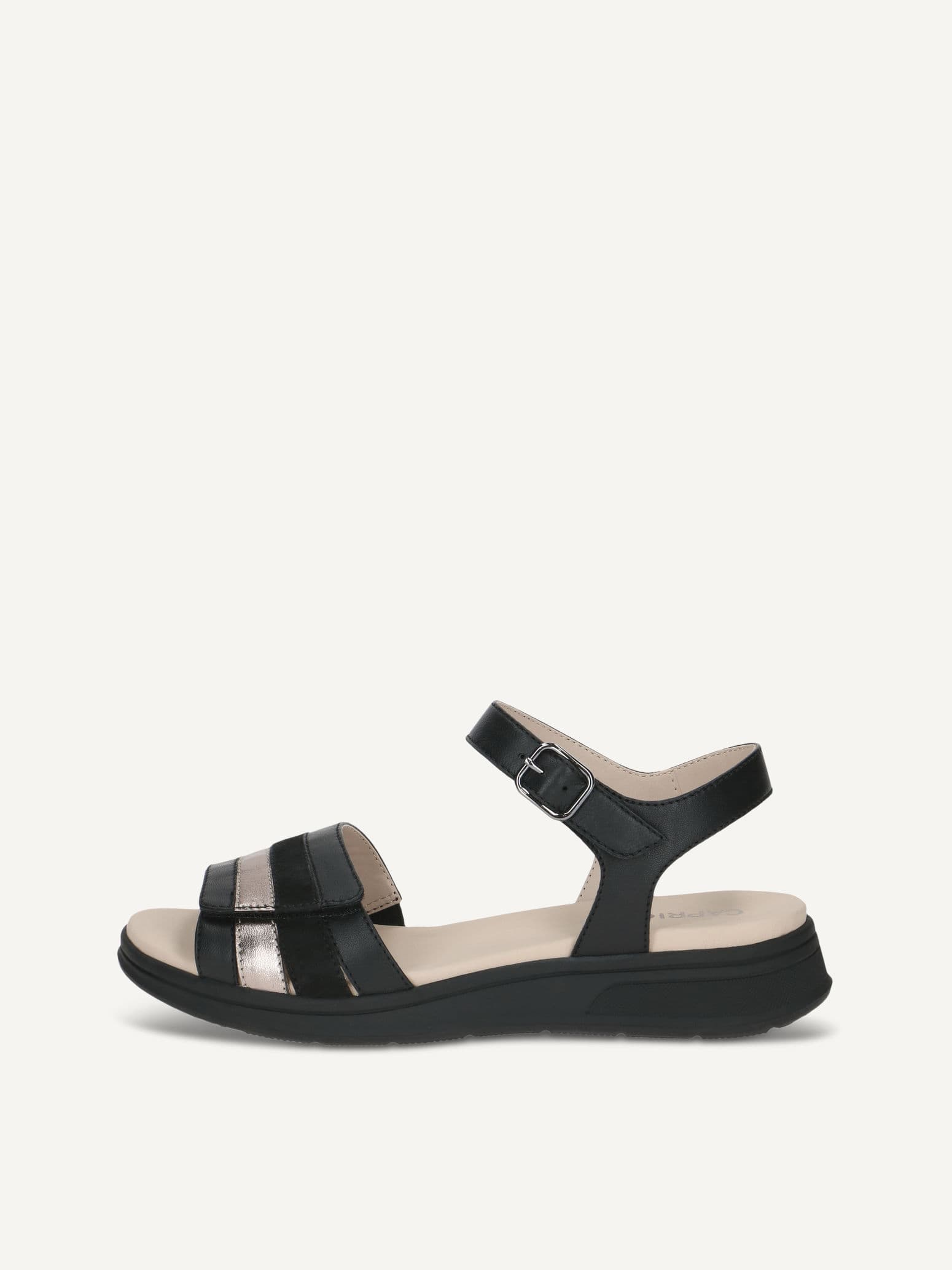 CAPRICE Sandal, black, made of Leather without heel, Size 42