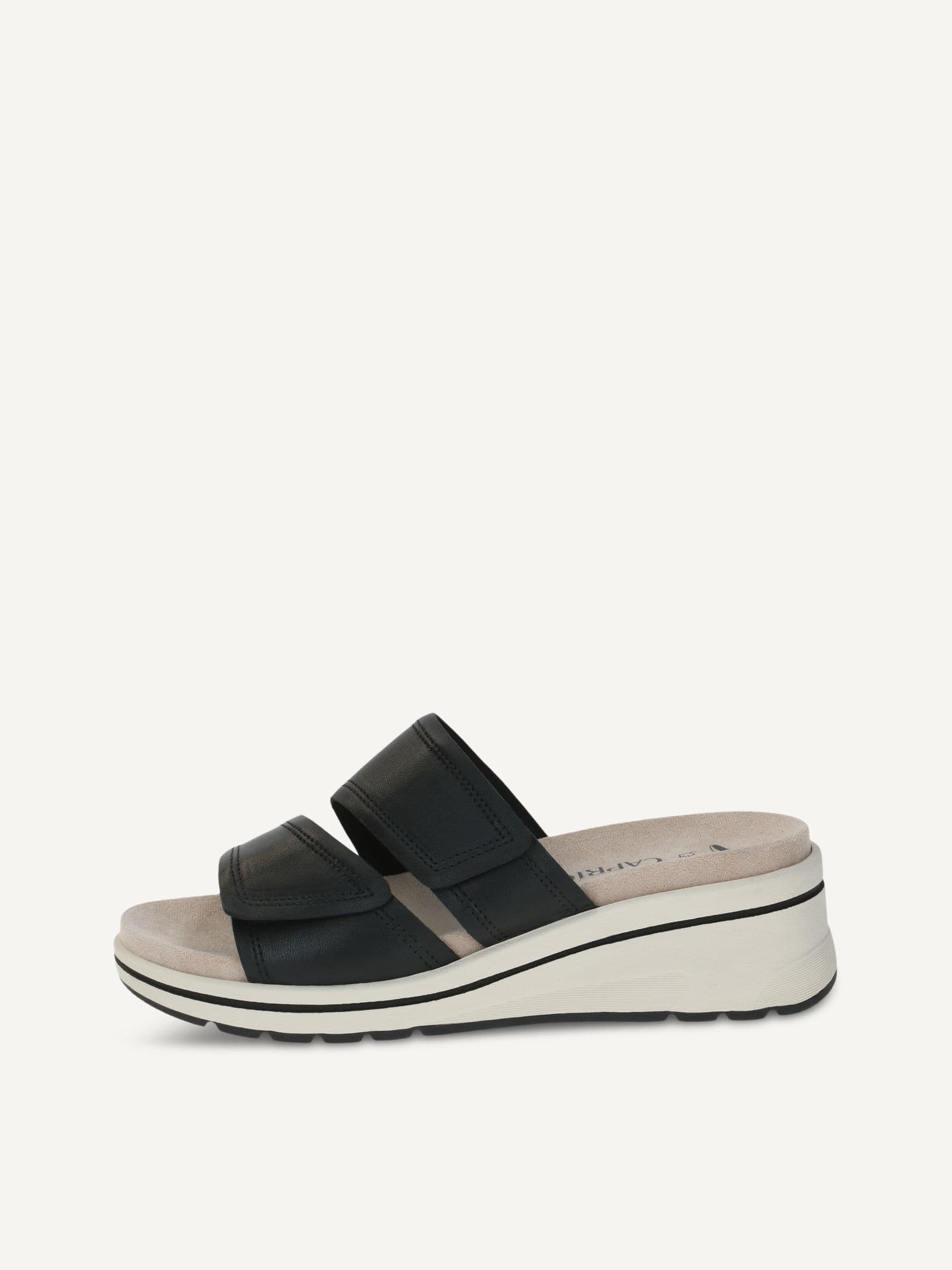 CAPRICE Mule, black, made of Leather with Wedge heel, Size 36