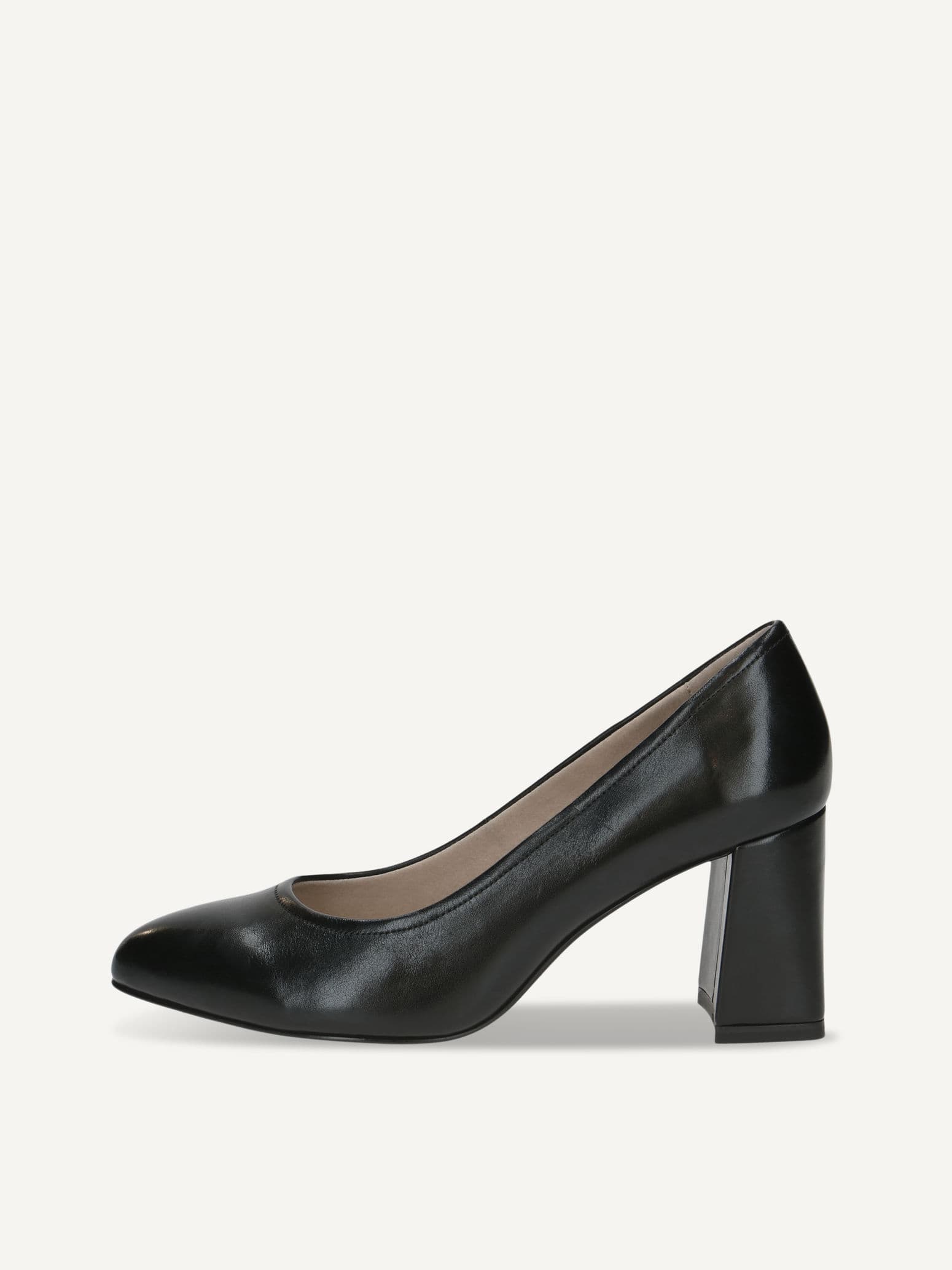 CAPRICE Pumps, black, made of Leather with Trapeze heel, Size 36