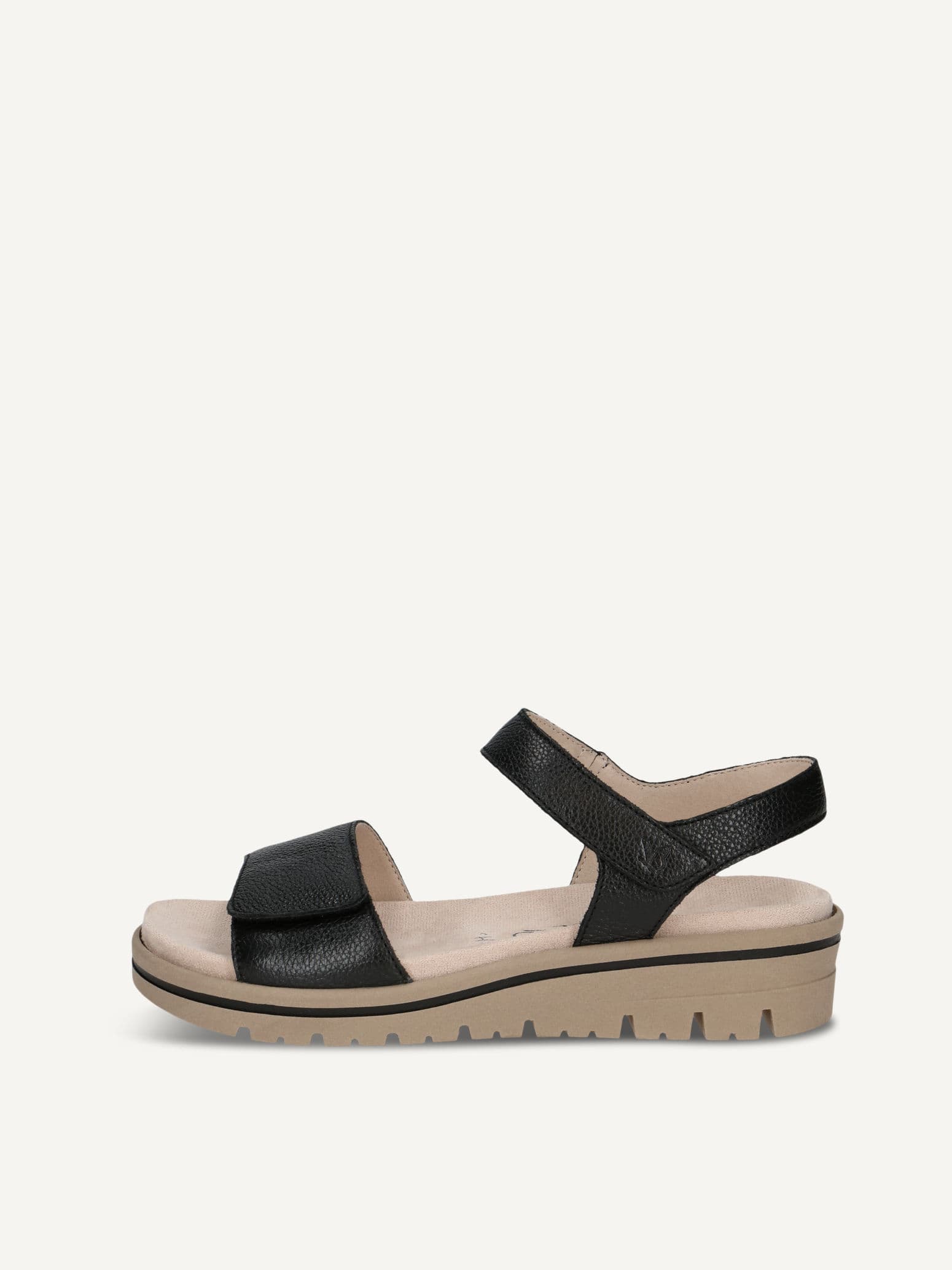 CAPRICE Sandal, black, made of Leather with Wedge heel, Size 38