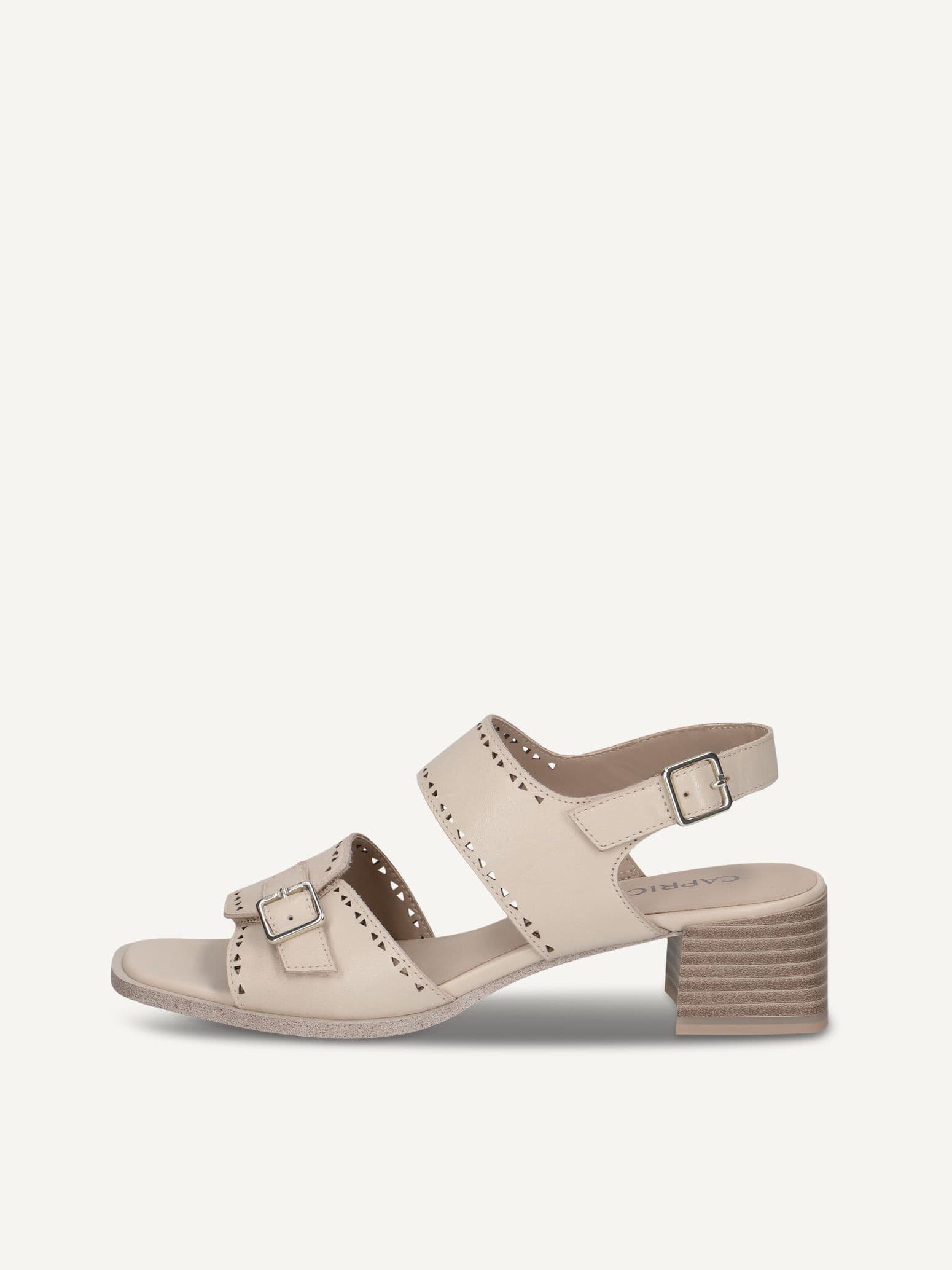 CAPRICE Heeled sandal, white, made of Leather with Trapeze heel, Size 36