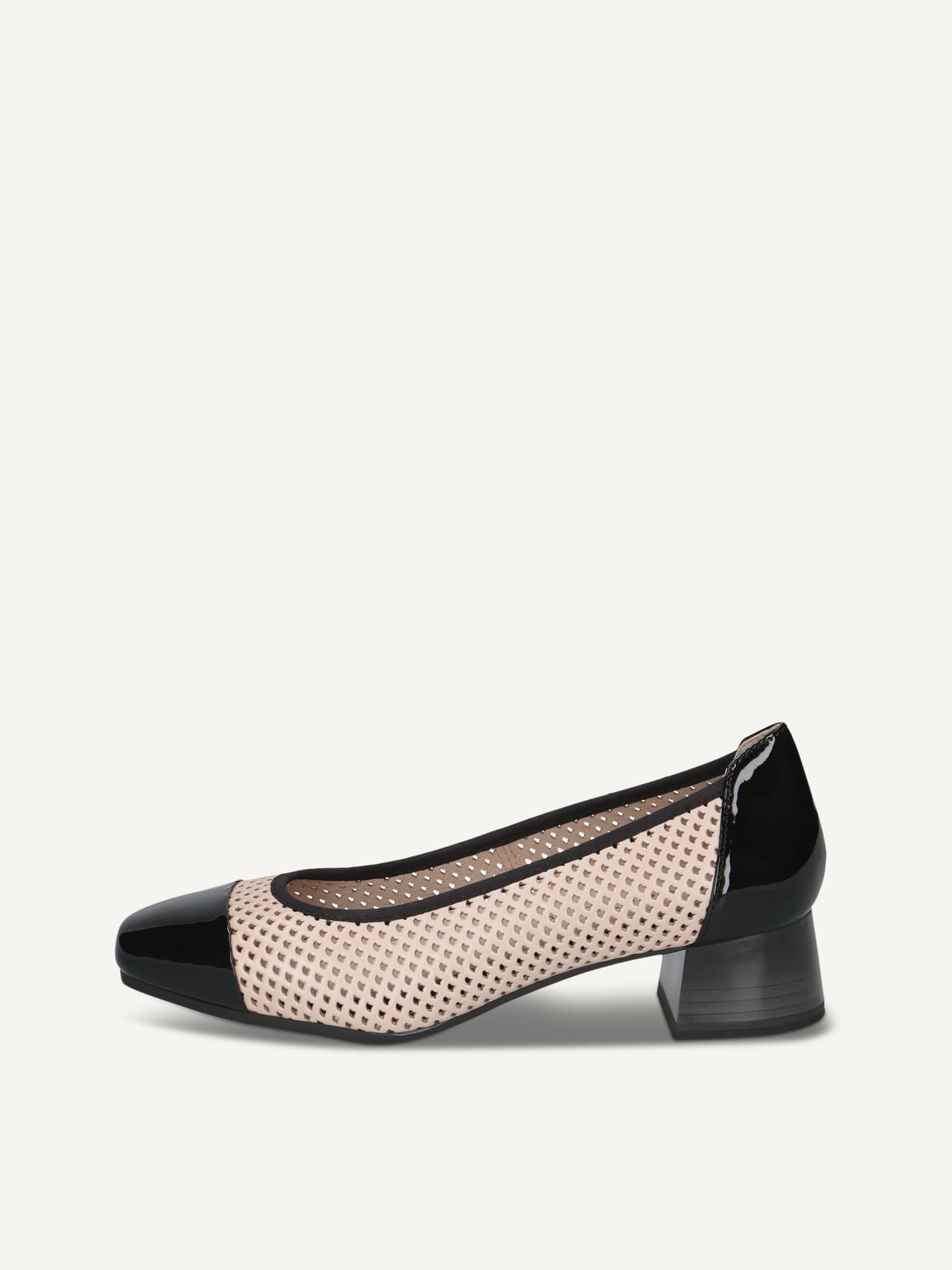 CAPRICE Pumps, beige, made of Leather and textile with Block heel, Size 41