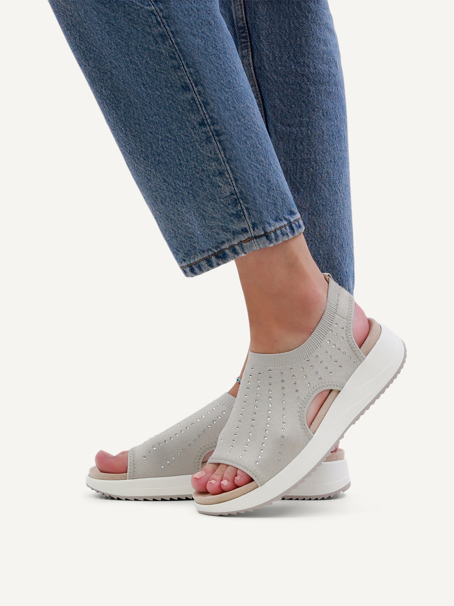 CAPRICE Sandal, grey, made of Textiles without heel, Size 36