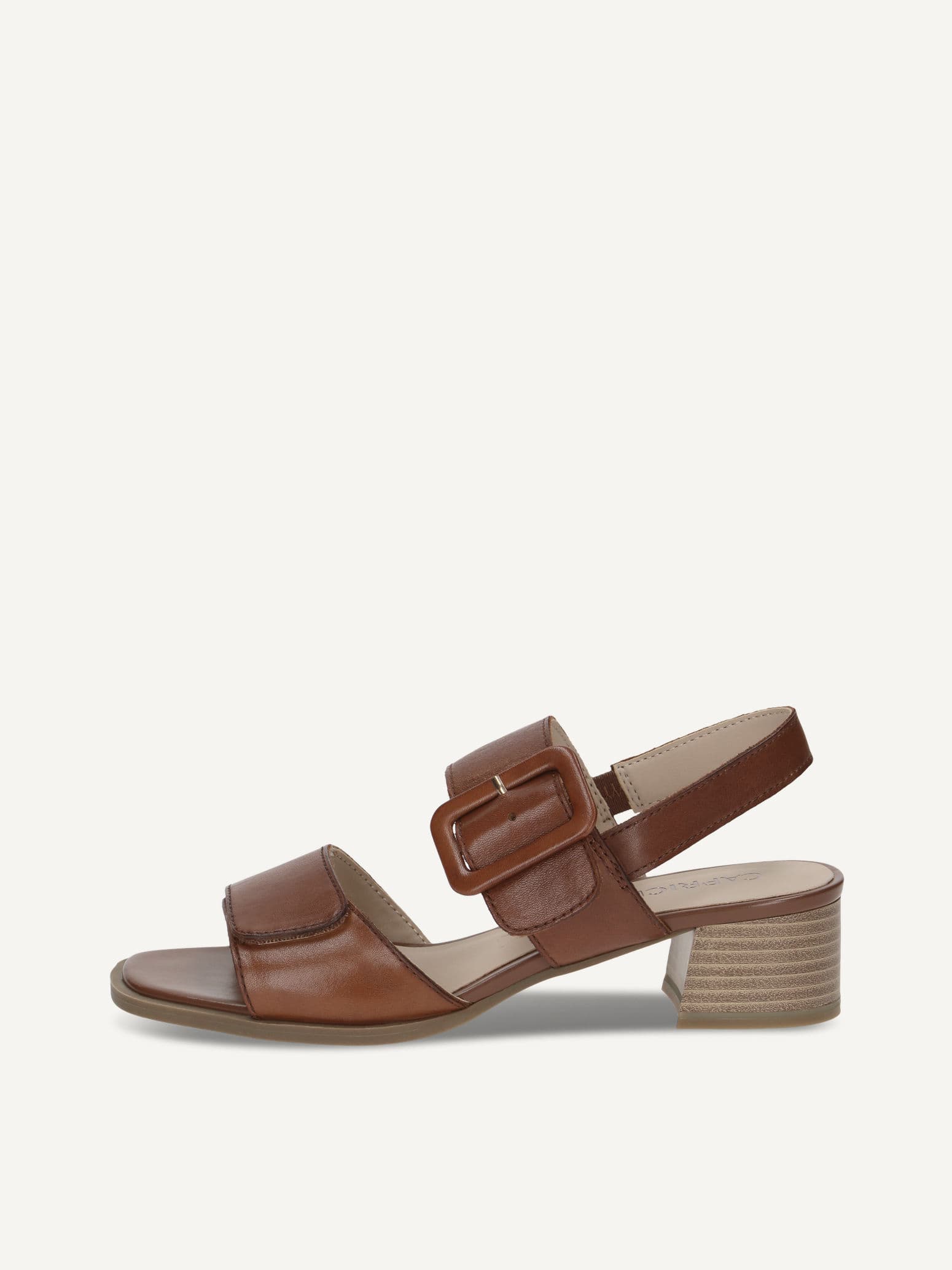 CAPRICE Heeled sandal, brown, made of Leather with Trapeze heel, Size 36