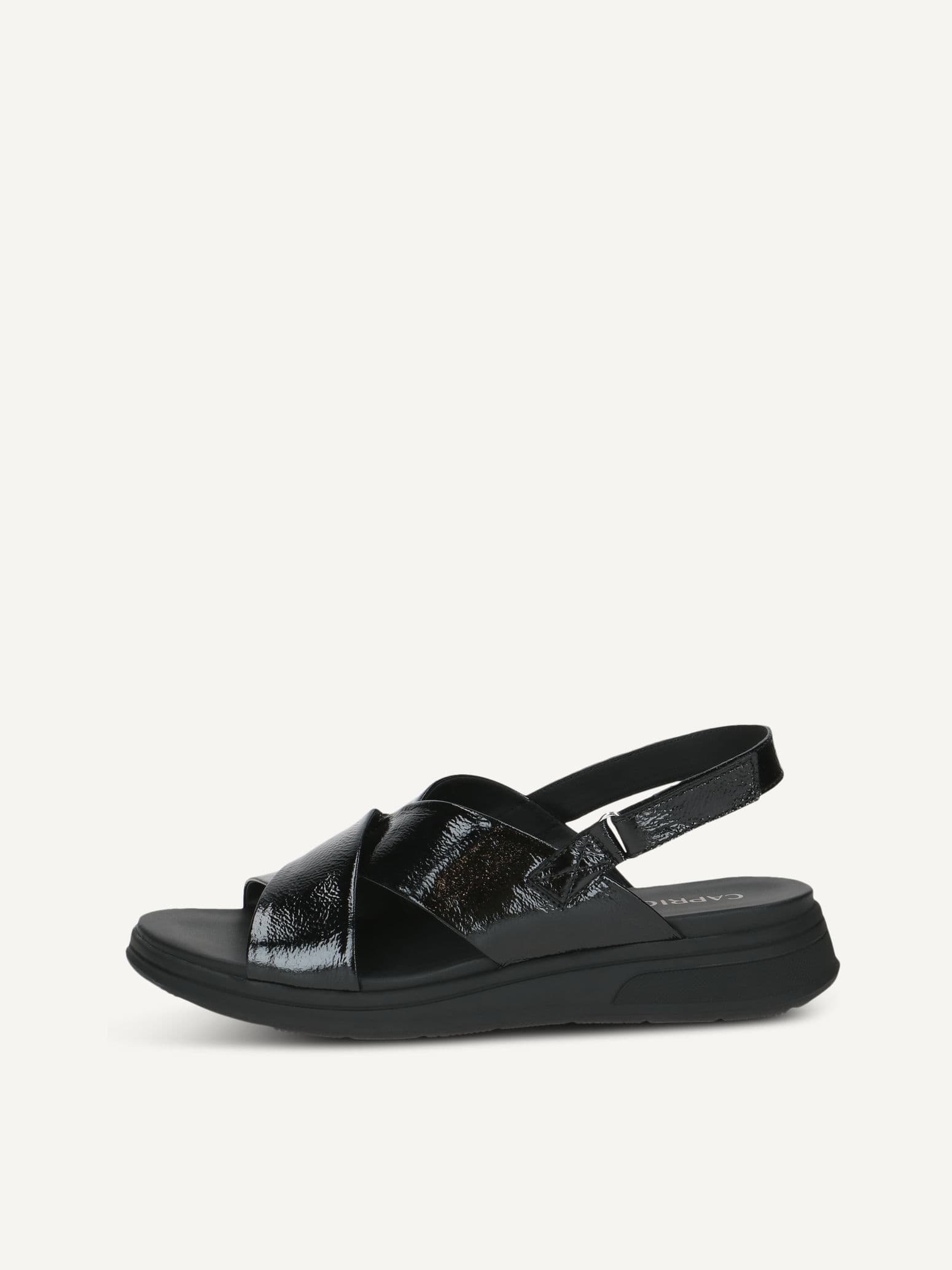 CAPRICE Sandal, black, made of Leather without heel, Size 36