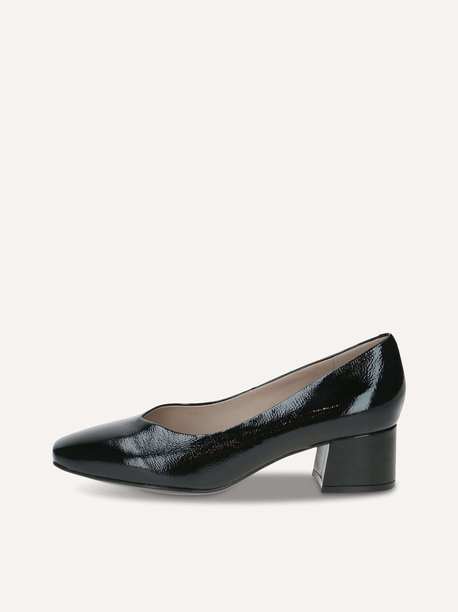 CAPRICE Pumps, black, made of Leather with Trapeze heel, Size 37