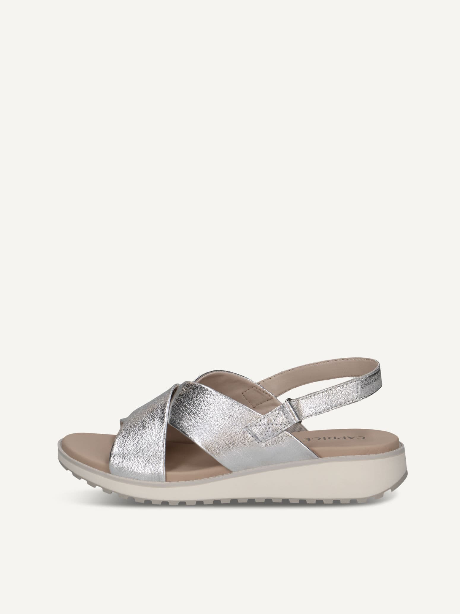 CAPRICE Sandal, silver, made of Leather without heel, Size 39