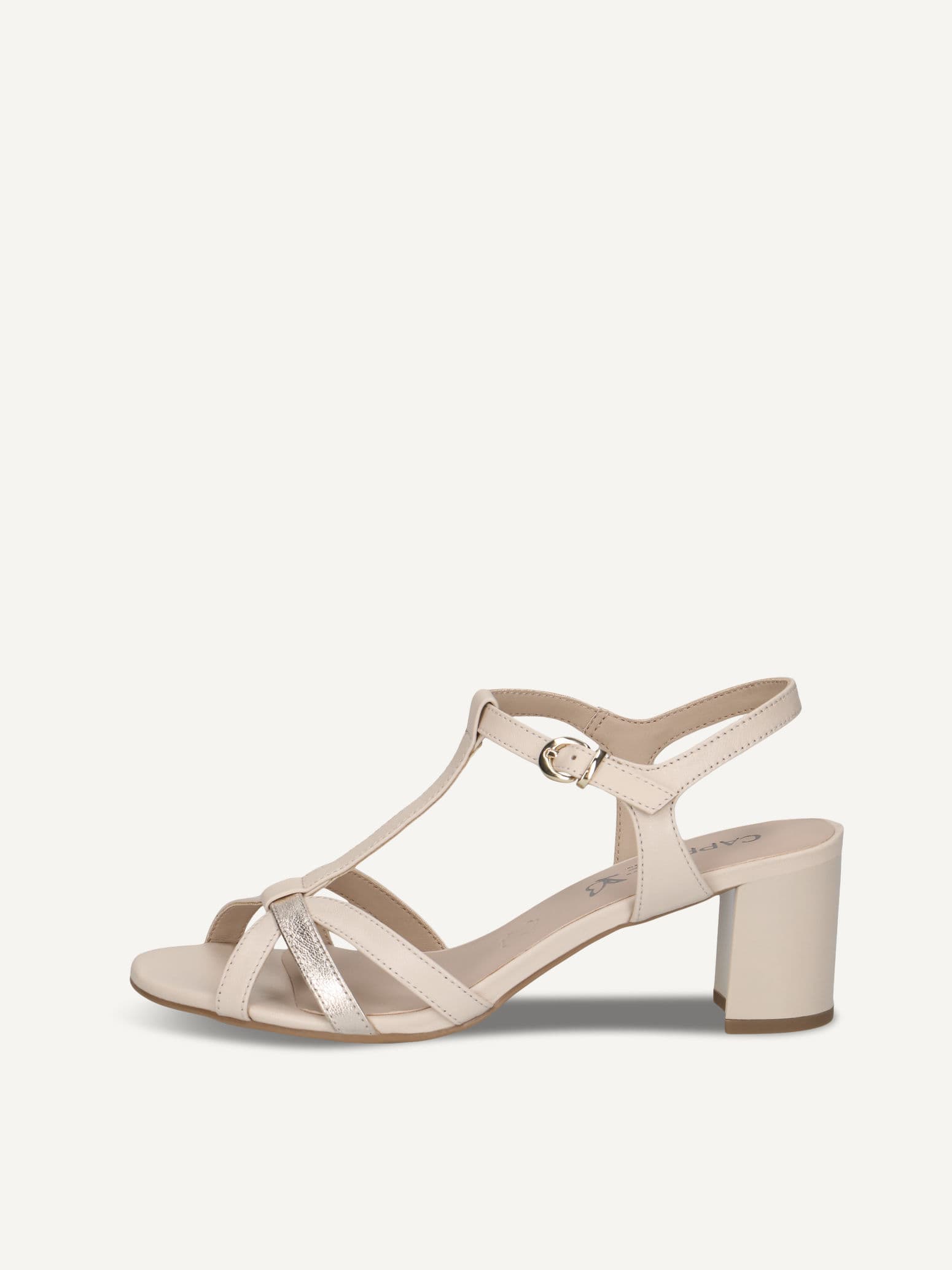CAPRICE Heeled sandal, beige, made of Leather with Block heel, Size 41