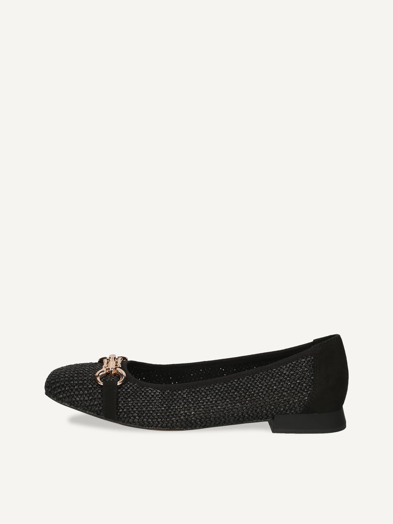 CAPRICE Ballerina, black, made of Leather and synthetic with Trapeze heel, Size 41