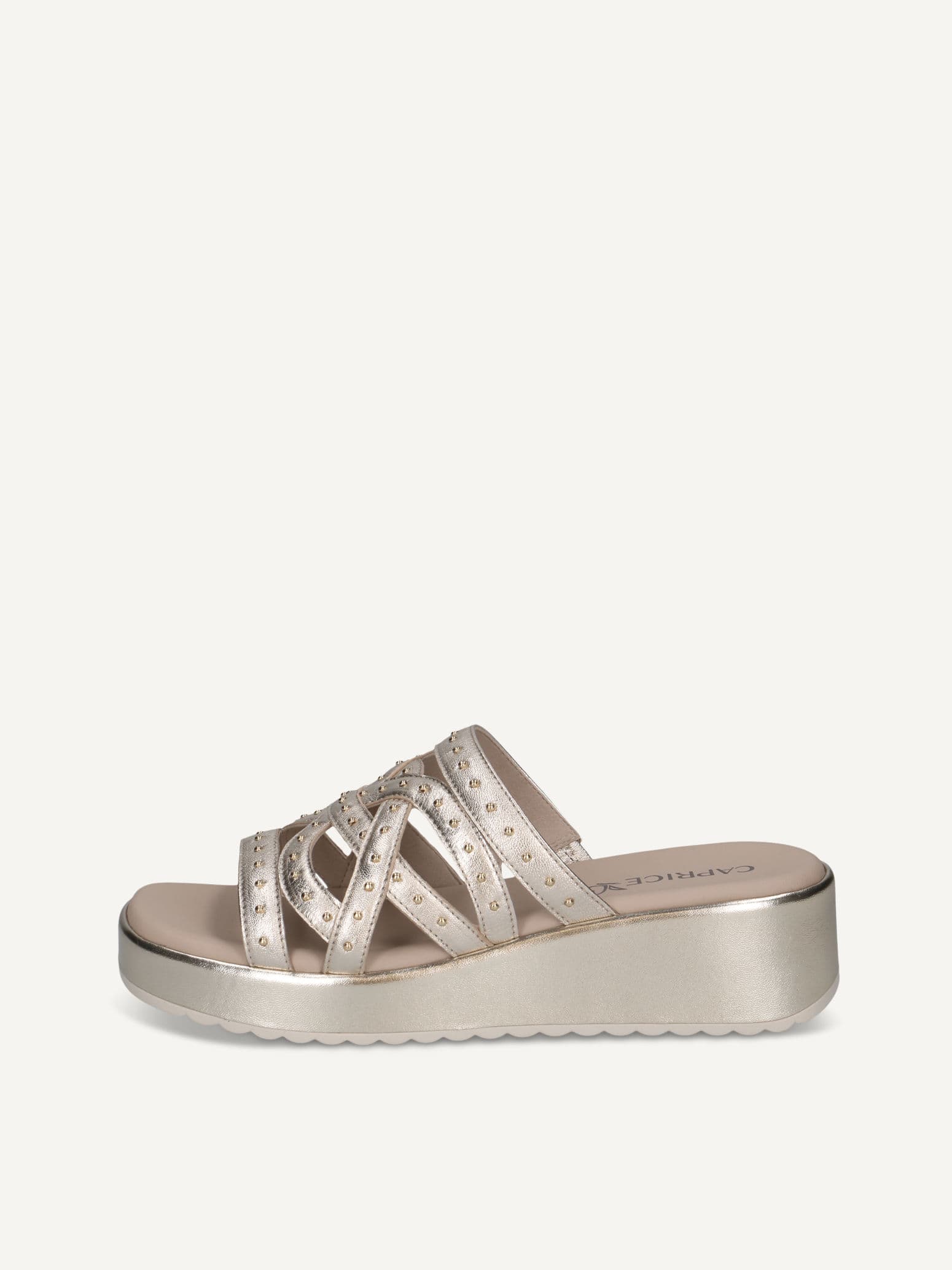CAPRICE Mule, metallic, made of Leather with Wedge heel, Size 36