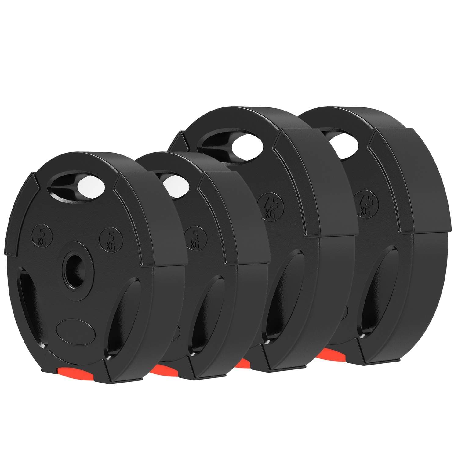Setti 4 käsipainoa, 2 x 5 kg/7,5 kg painoja, painolevysetti, painolevyt 2,5 cm käsipainotankoon, halkaisija 30 mm, musta