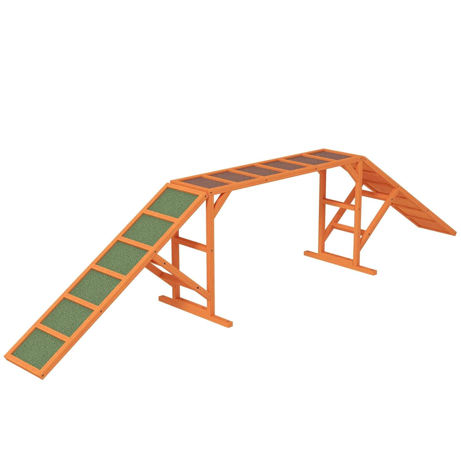 Koiran Agility Bridge Agility Varusteet Koirille Turvatanko, Liukumaton pinta Agilitylaite Puutarhaan, 325 x 55 x 69 cm, Oranssi