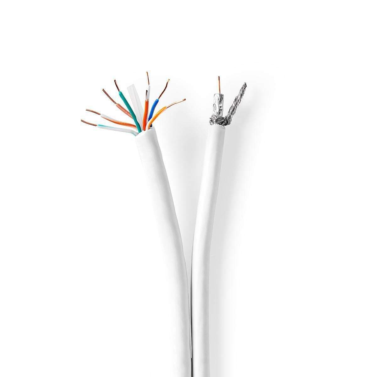 IEC (koaksiaali) CAT6 Combi-kaapeli kelalla | RG58 | 75 Ohm | Tuplasuojattu | ECA | 50.0 m | Pyöreä | Valkoinen | Pakkaus