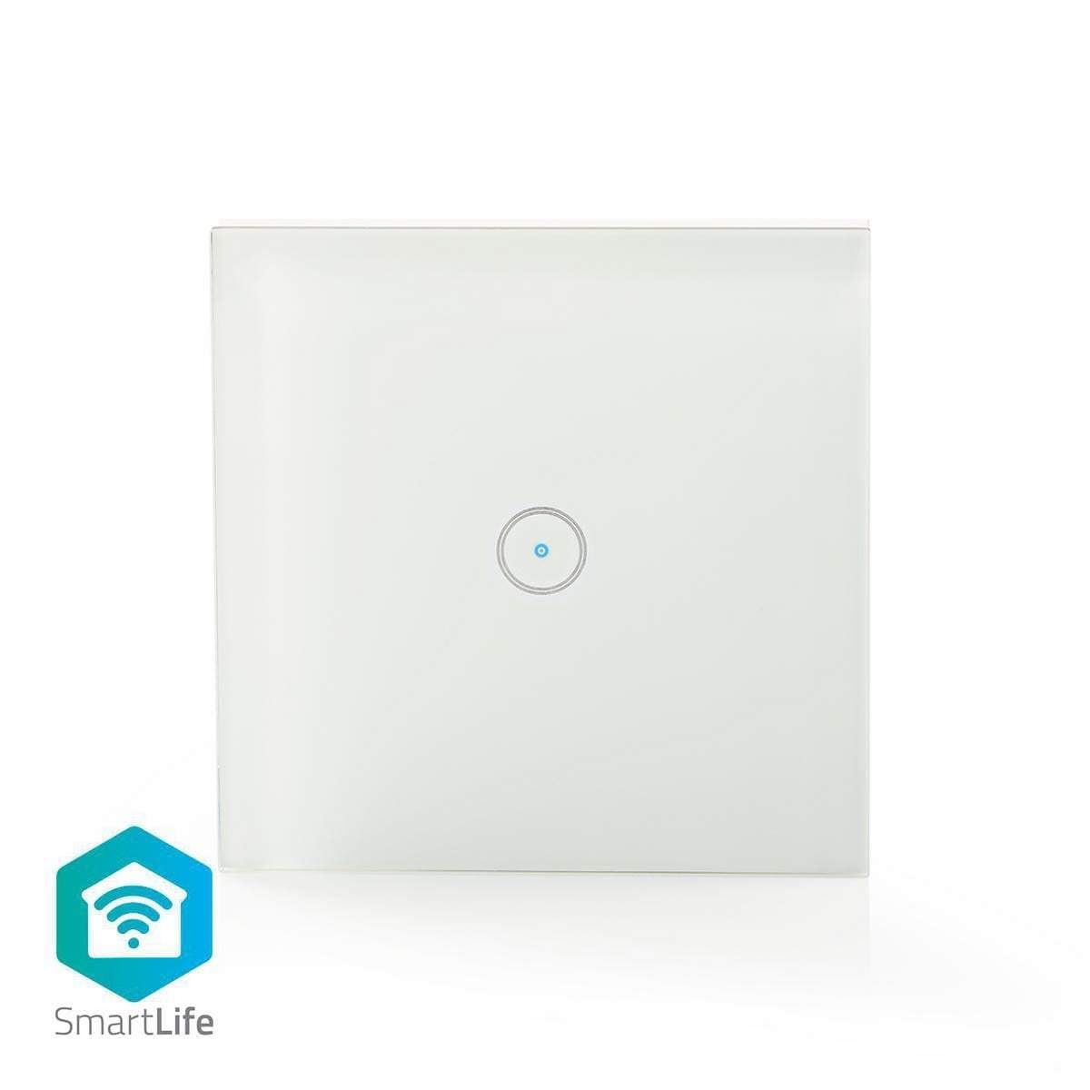 SmartLife Seinäkytkin | Wi-Fi | Yksittäinen | Seinäkiinnitys | 1000 W | Android™ / IOS | Lasi | Valkoinen