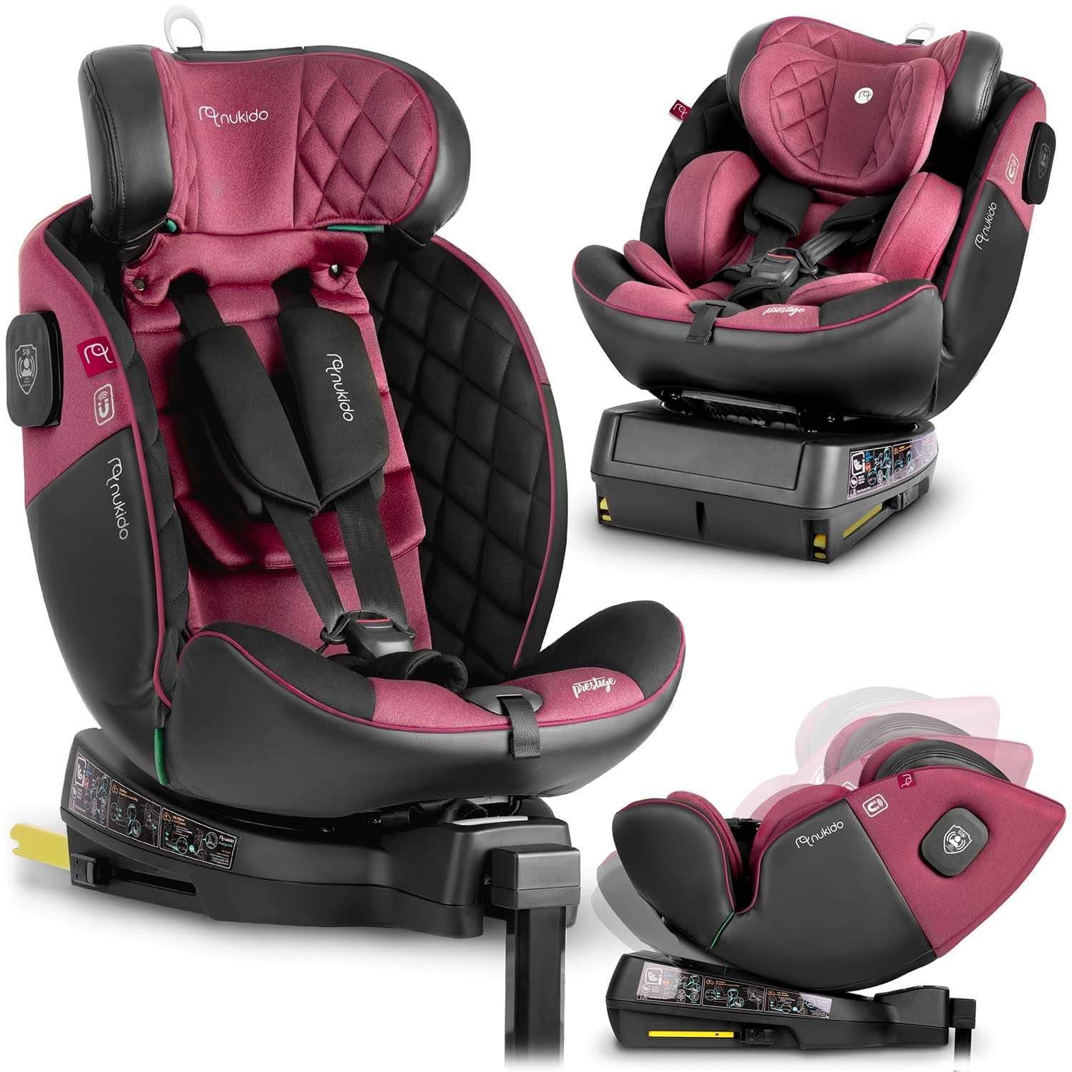 Nukido Prestige Line turvaistuin musta/vaaleanpunainen 0-36kg ISOFIX