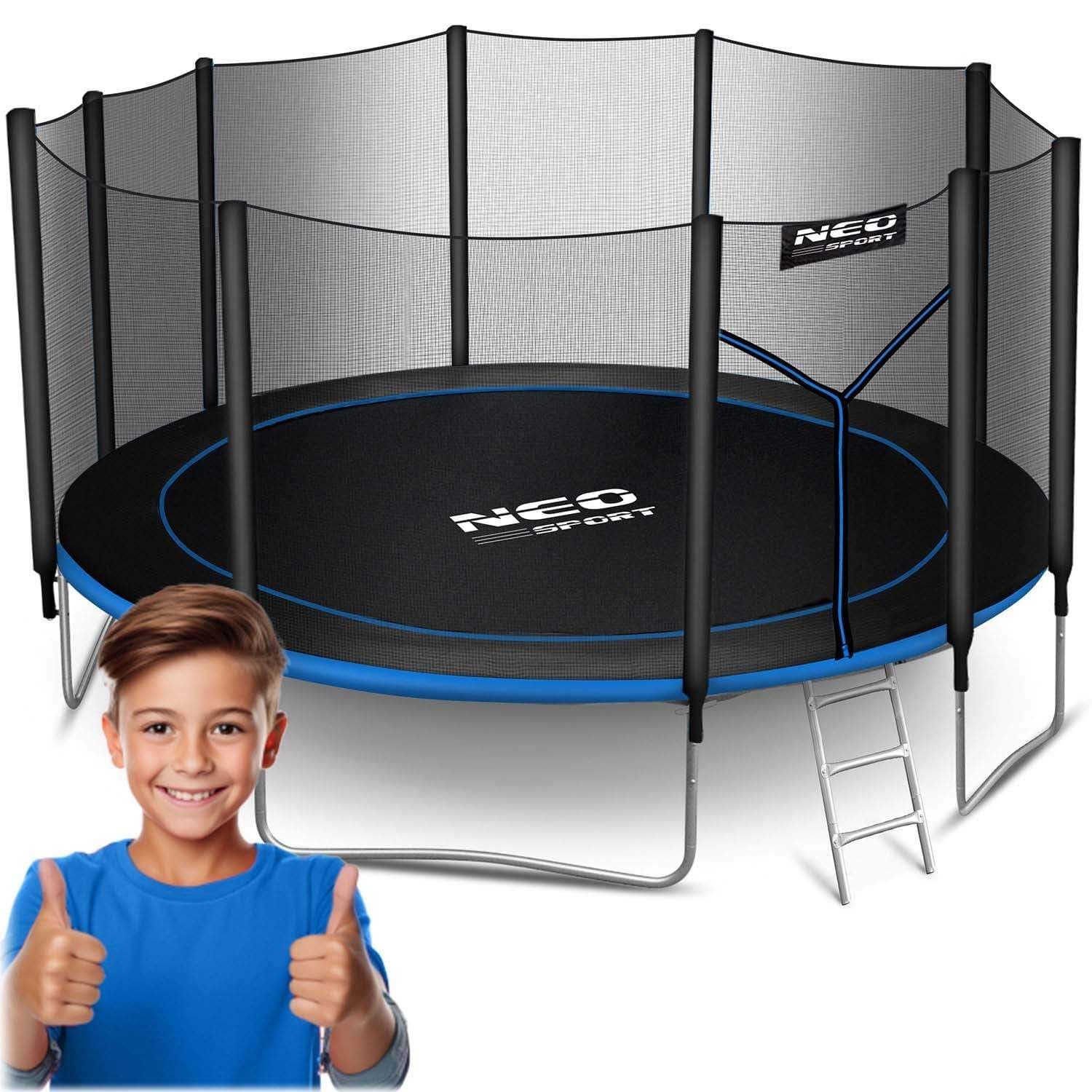 Puutarhatrampoliini 15ft/465cm ulkoverkolla ja tikkailla Neo-Sport