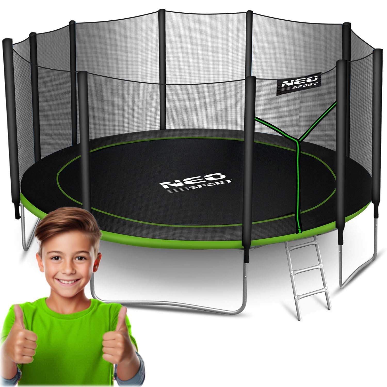 Puutarhatrampoliini 15ft/465cm ulkoverkolla ja tikkailla Neo-Sport