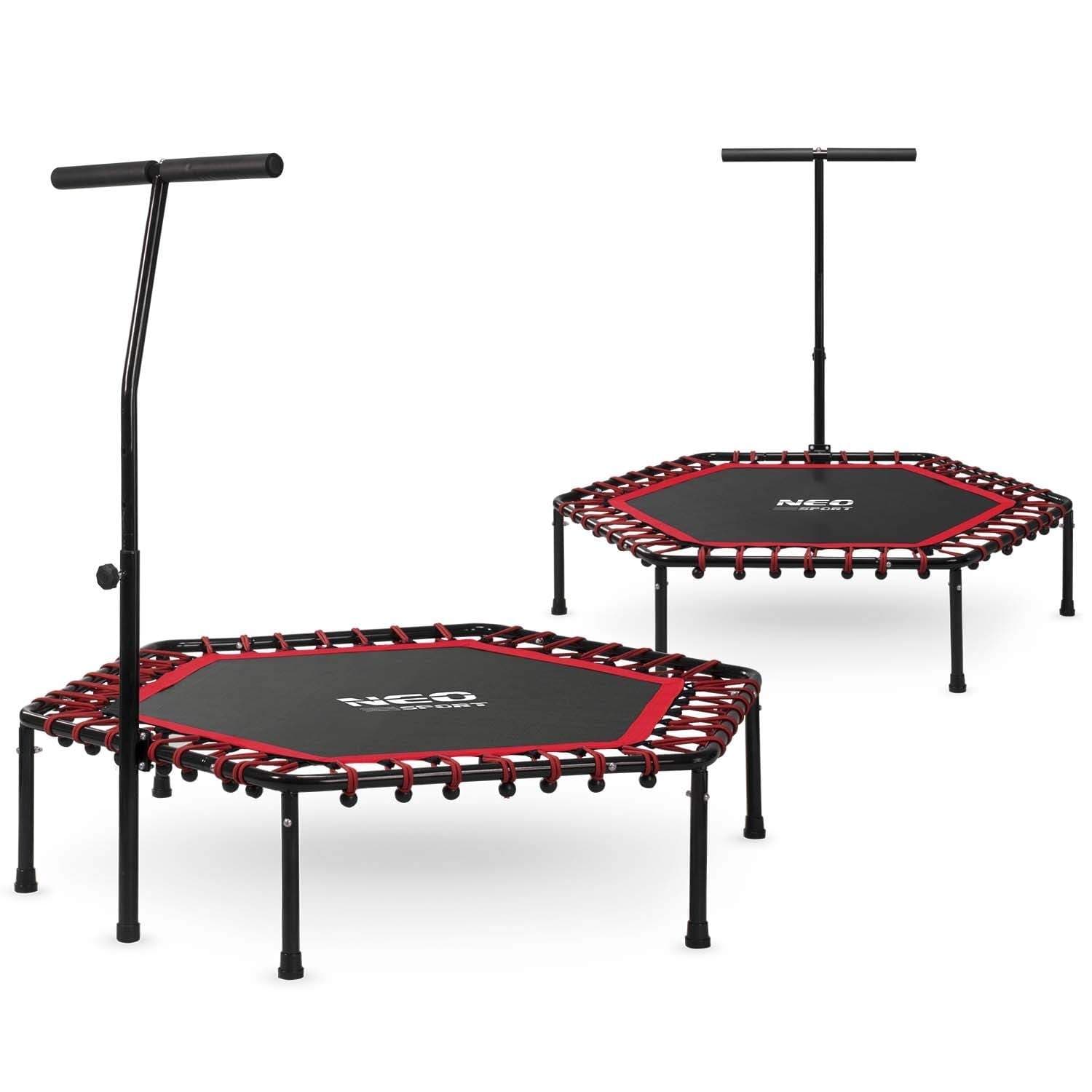 Fitness trampoliini kahvalla 127 cm Neo-Sport - kuusikulmainen punainen