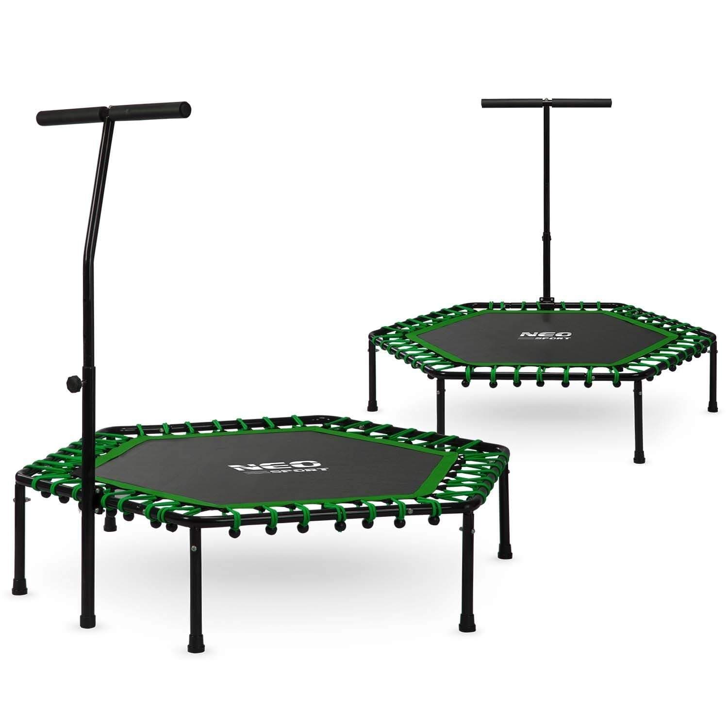 Fitness-trampoliini kahvalla 127 cm Neo-Sport - kuusikulmainen vihreä