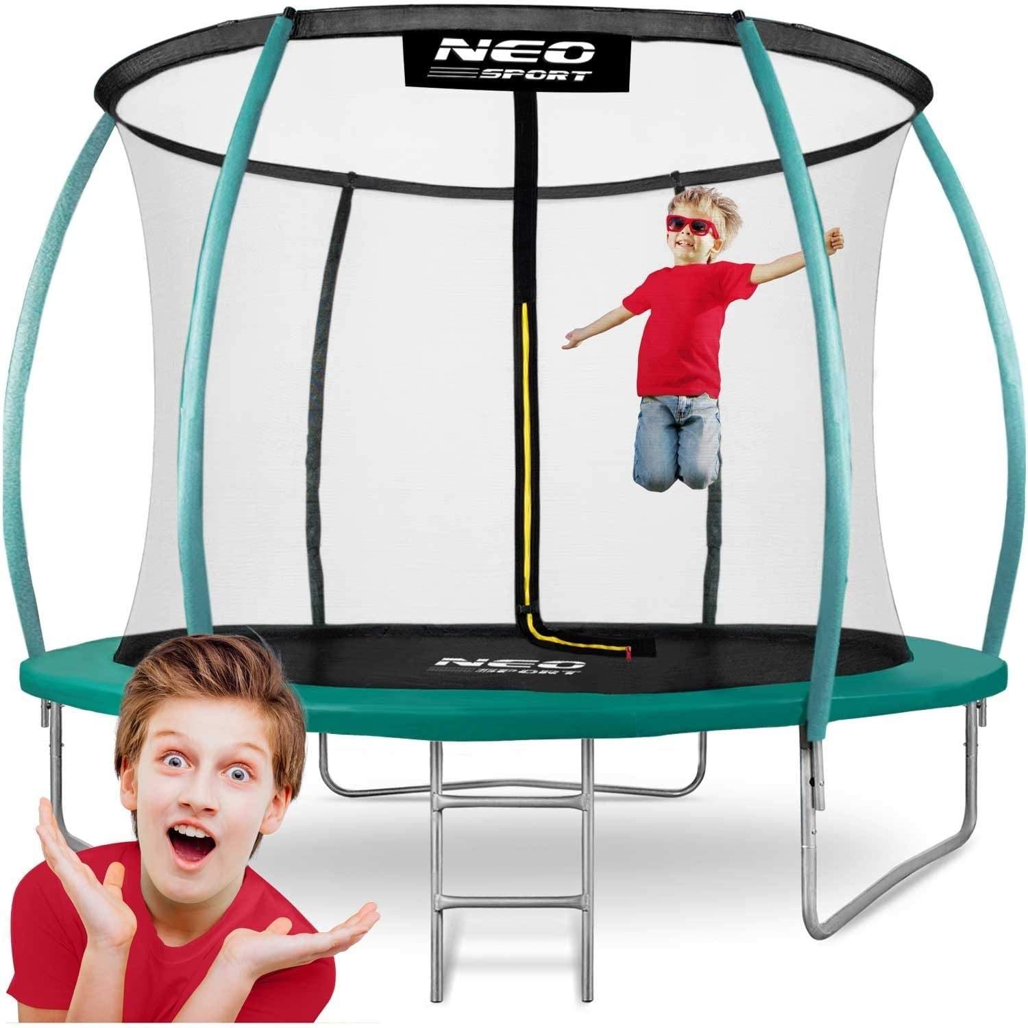 Profiloitu trampoliini puutarhaan 10ft/312cm sisäisellä turvaverkolla Neo-Sport