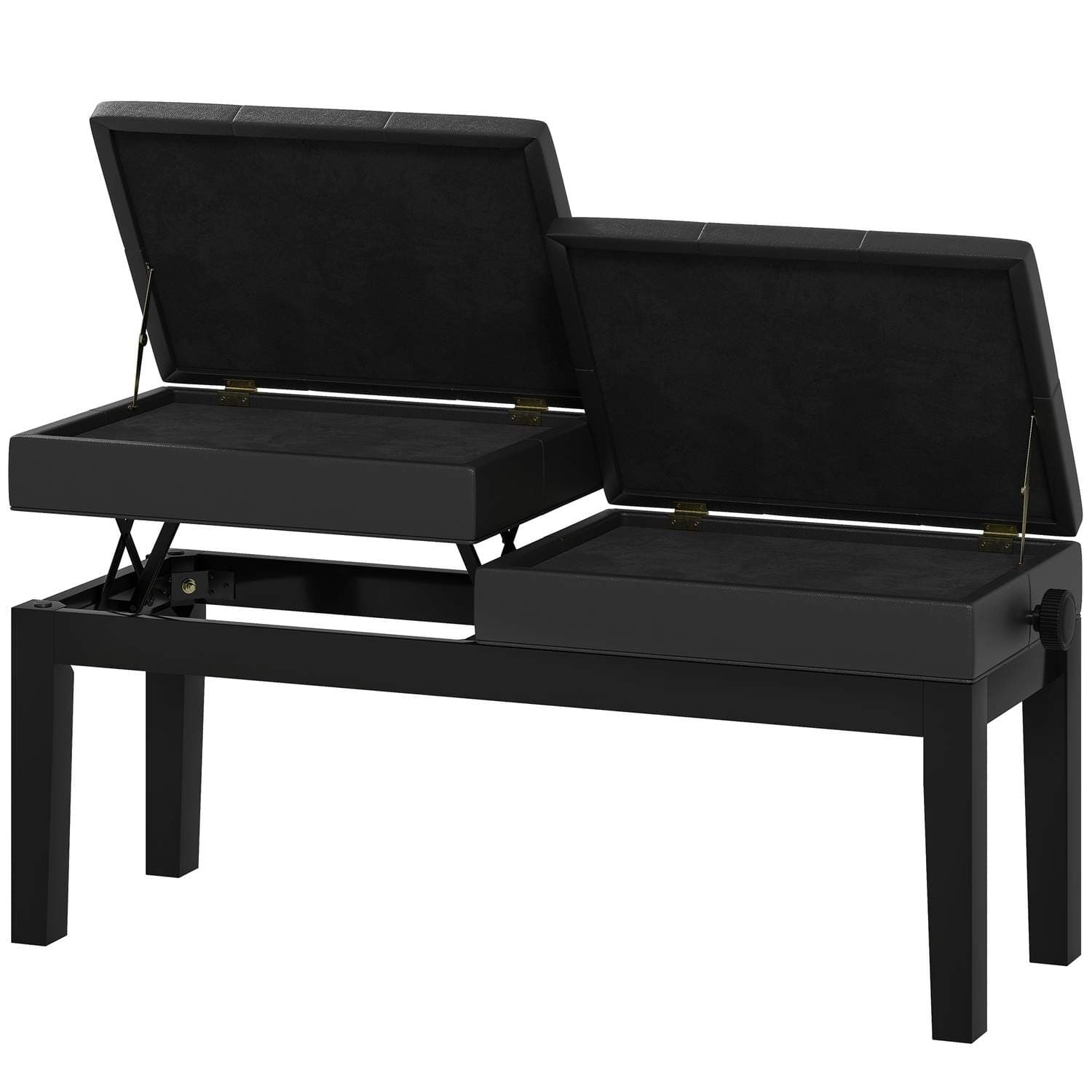 Korkeussäädettävä pianopenkki säilytystilalla, pianopenkki kantavuus jopa 220 kg, tekonahka, musta, 105 x 37 x 48-58 cm |