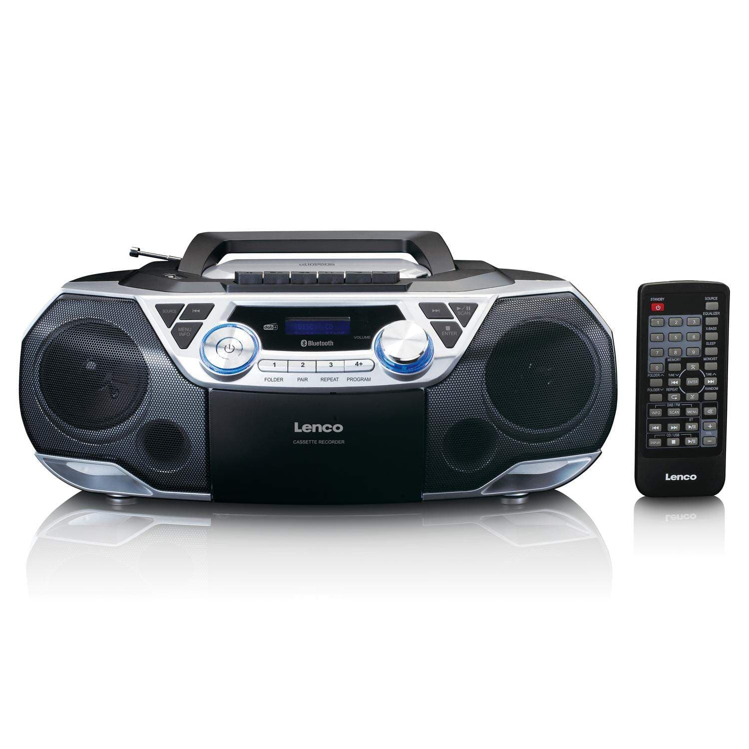 Kannettava Boombox, jossa DAB+/FM-radio, Bluetooth®, CD, kasettinauhuri ja USB-soitin Silver